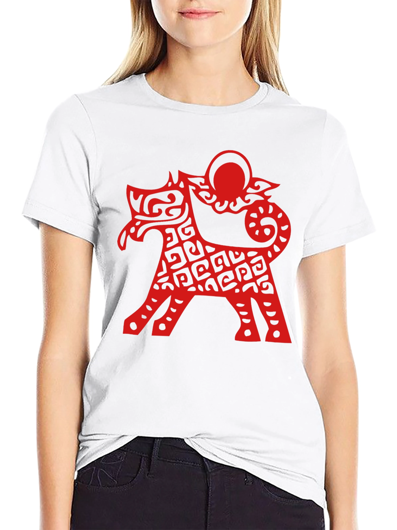Abstract Dog Graphic Black Tee