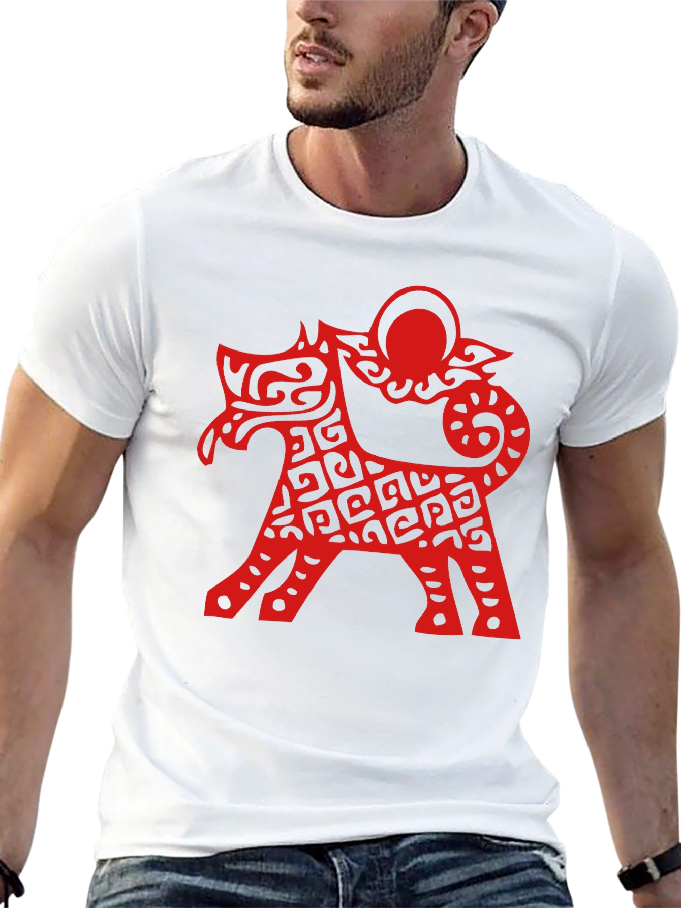 Abstract Dog Graphic Black Tee