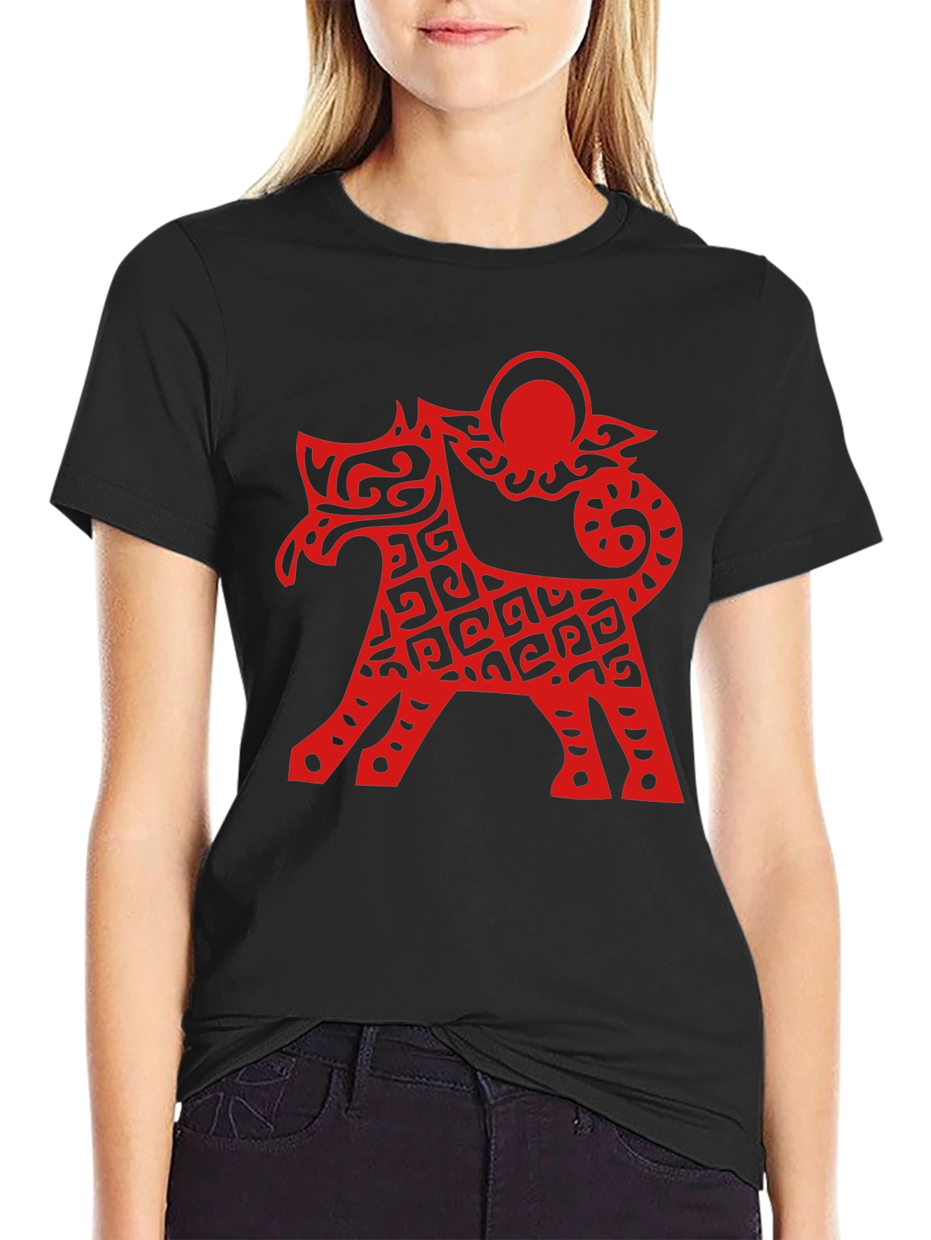Abstract Dog Graphic Black Tee