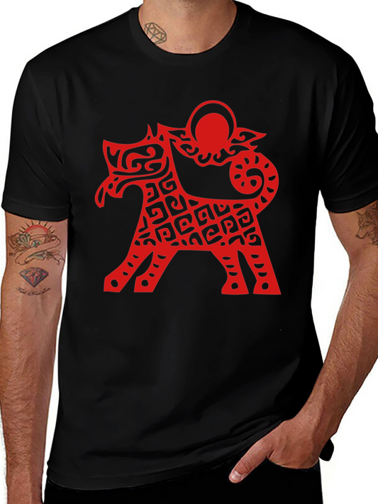 Abstract Dog Graphic Black Tee