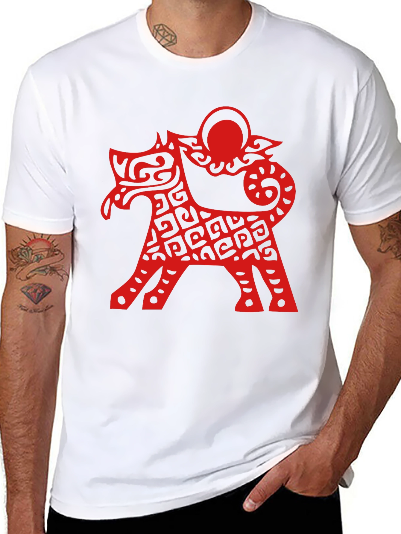 Abstract Dog Graphic Black Tee