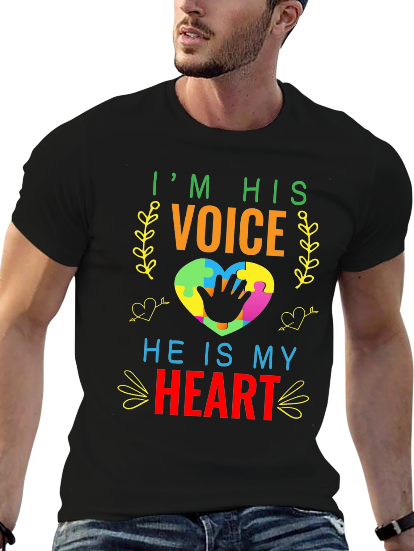 Autism Awareness T-Shirt - Im His Voice Heart Tee