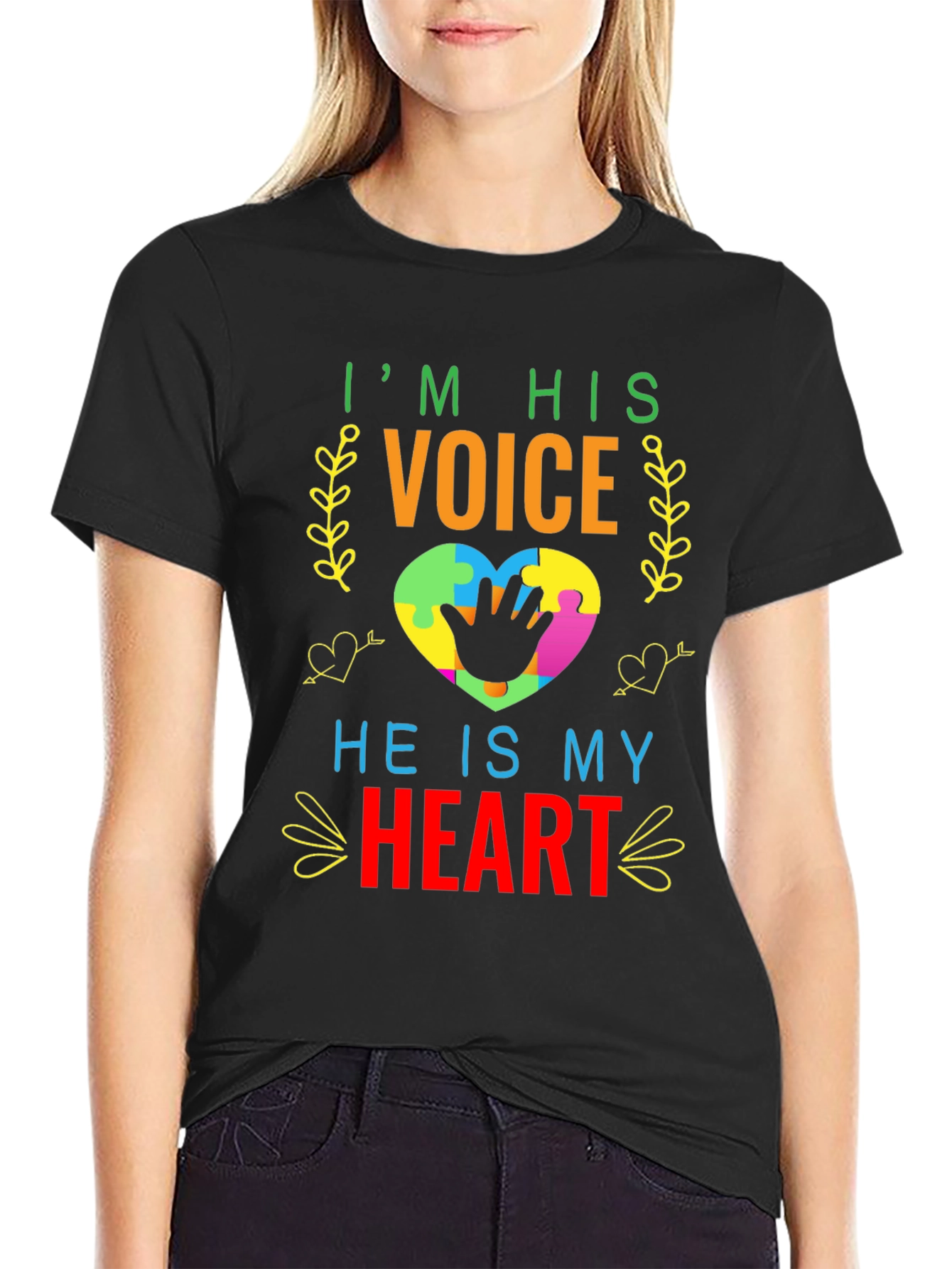 Autism Awareness T-Shirt - Im His Voice Heart Tee