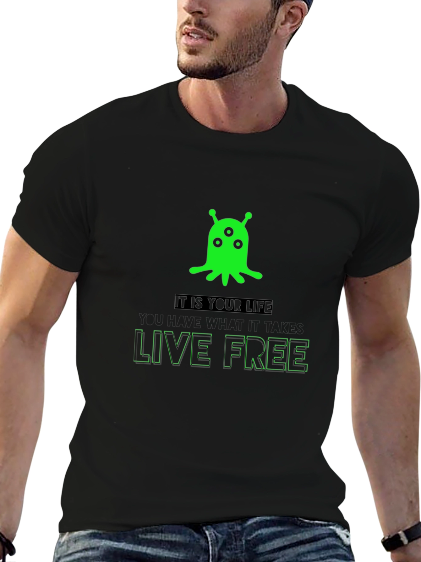 Alien Live Free Graphic T-Shirt
