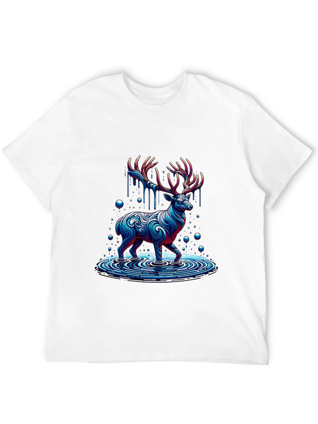 Abstract Deer Graphic Print Black T-Shirt