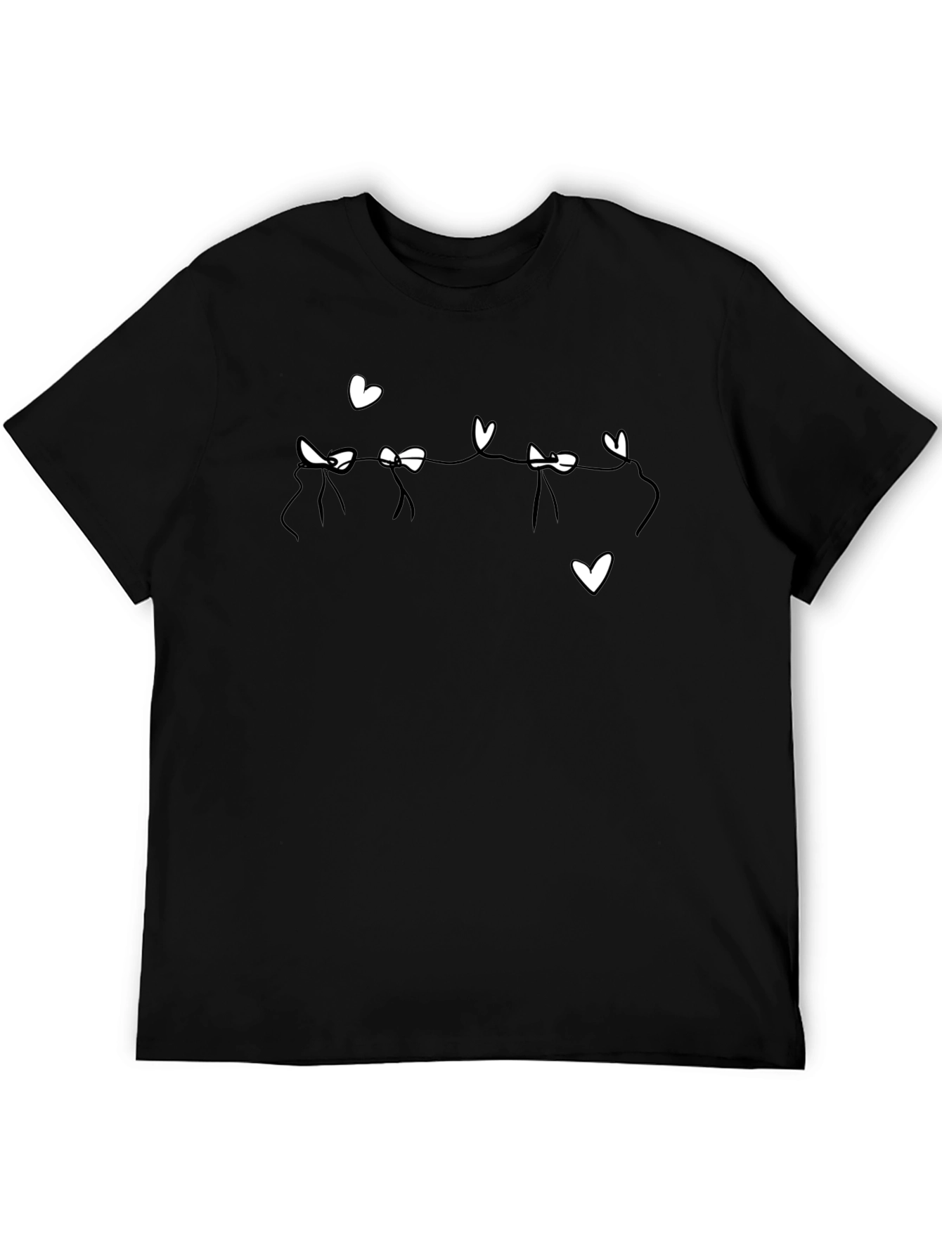 Heart Garland T-Shirt - Black Casual Tee