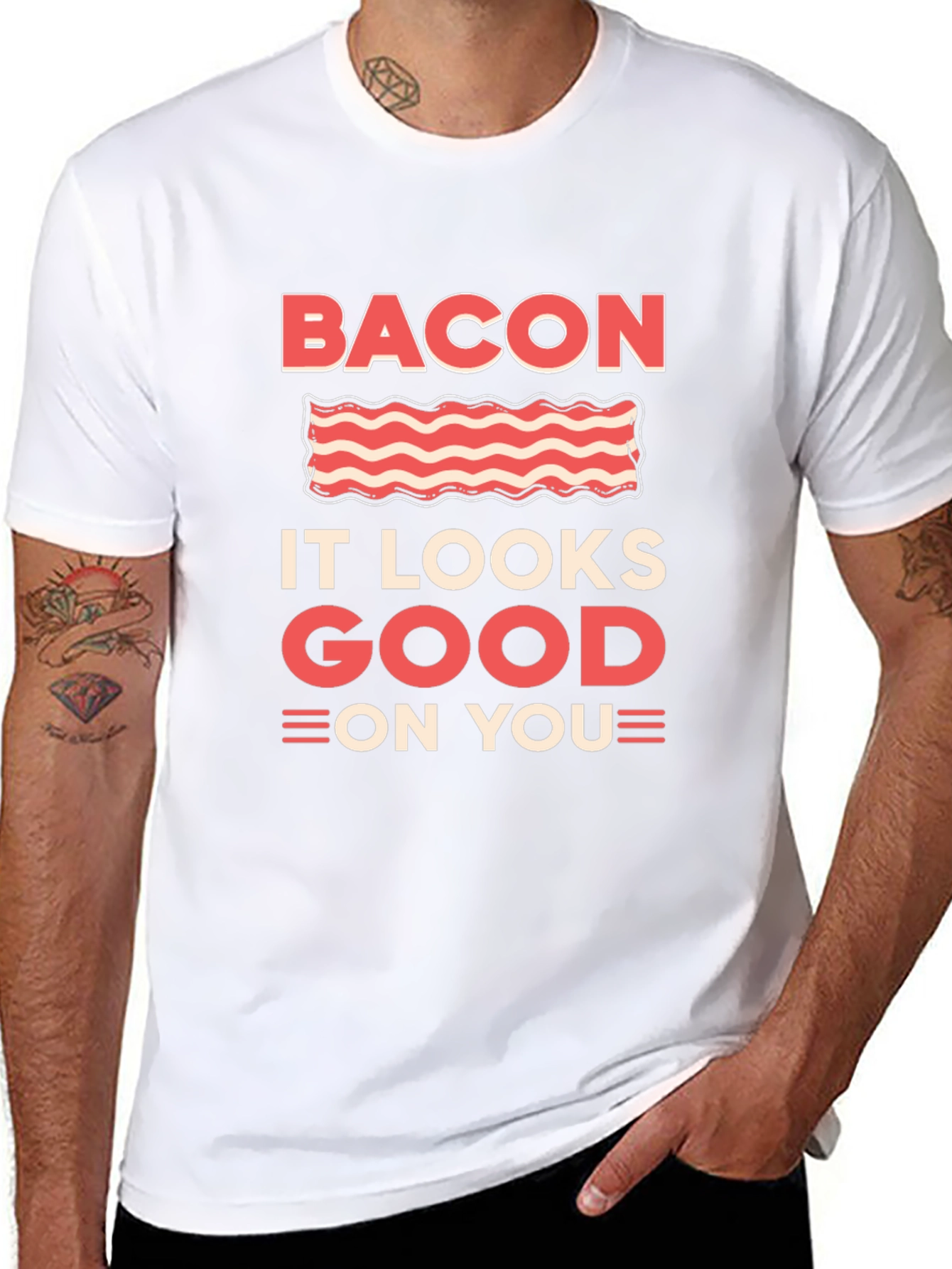 Bacon It Looks Good On You Graphic T-Shirt