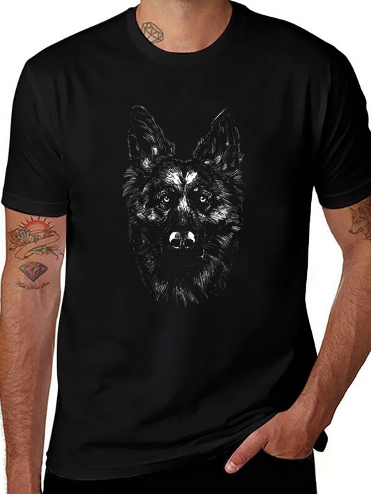 German Shepherd Graphic Print Tee - Black