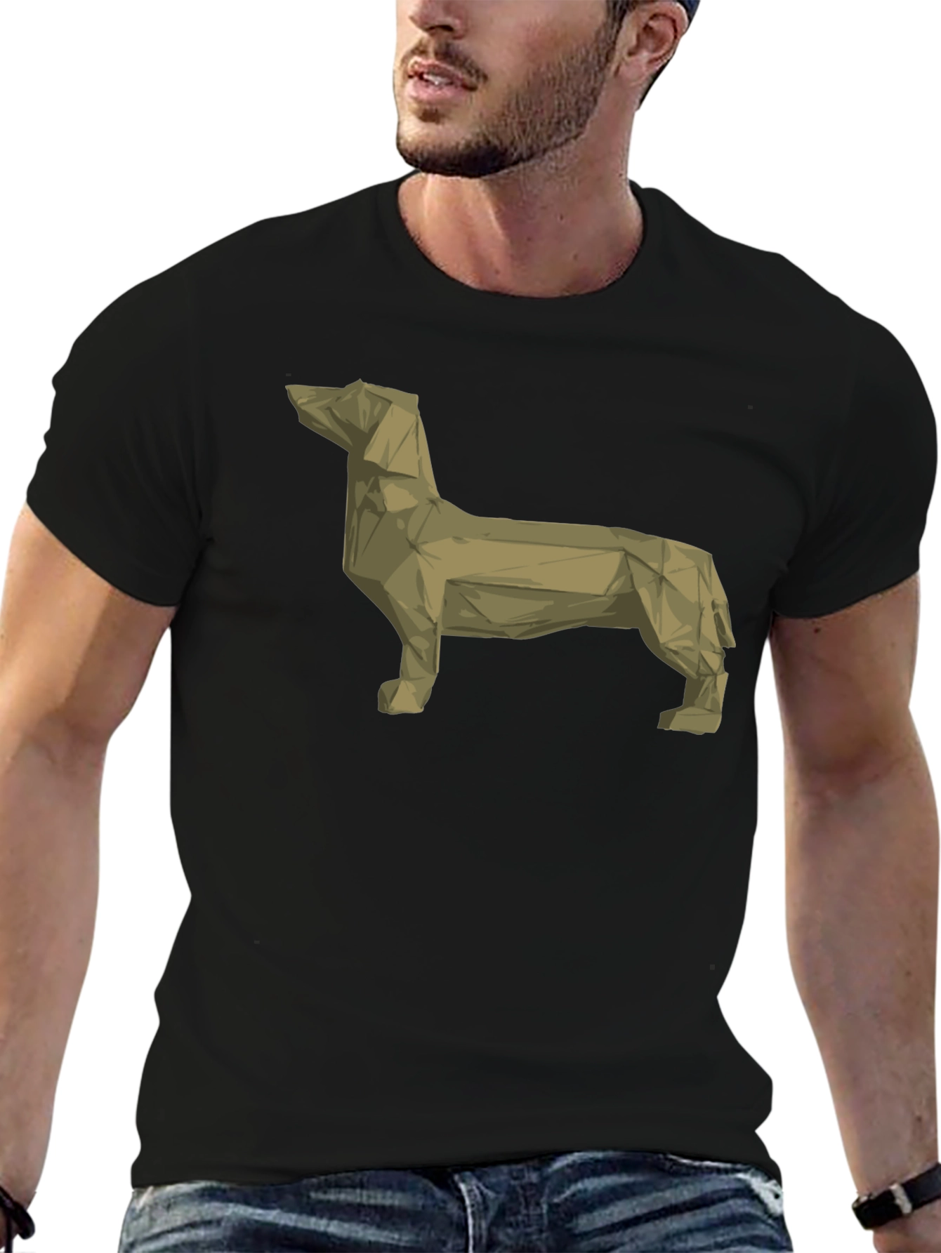 Geometric Dachshund Graphic Tee - Modern Dog Lovers T-Shirt