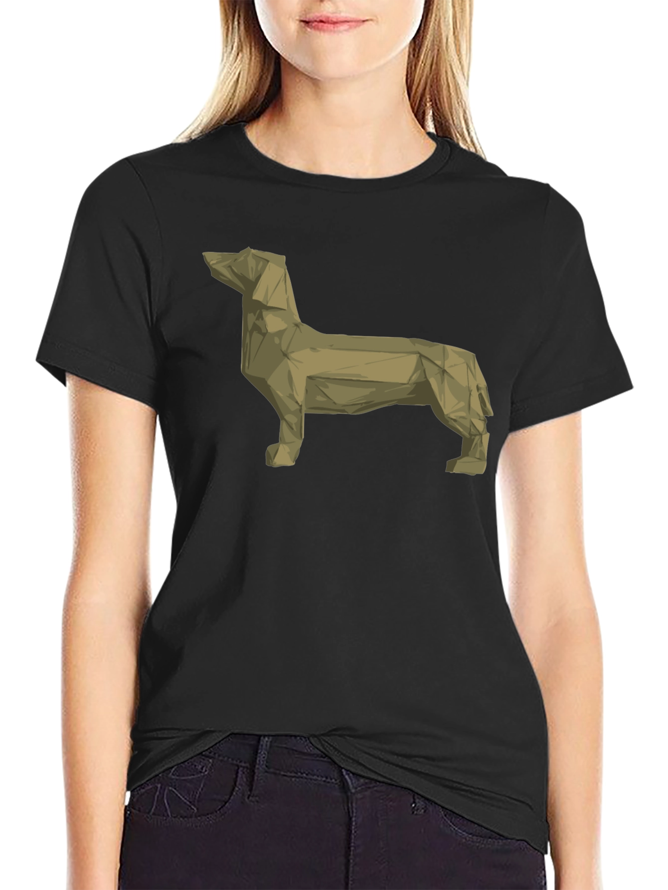 Geometric Dachshund Graphic Tee - Modern Dog Lovers T-Shirt