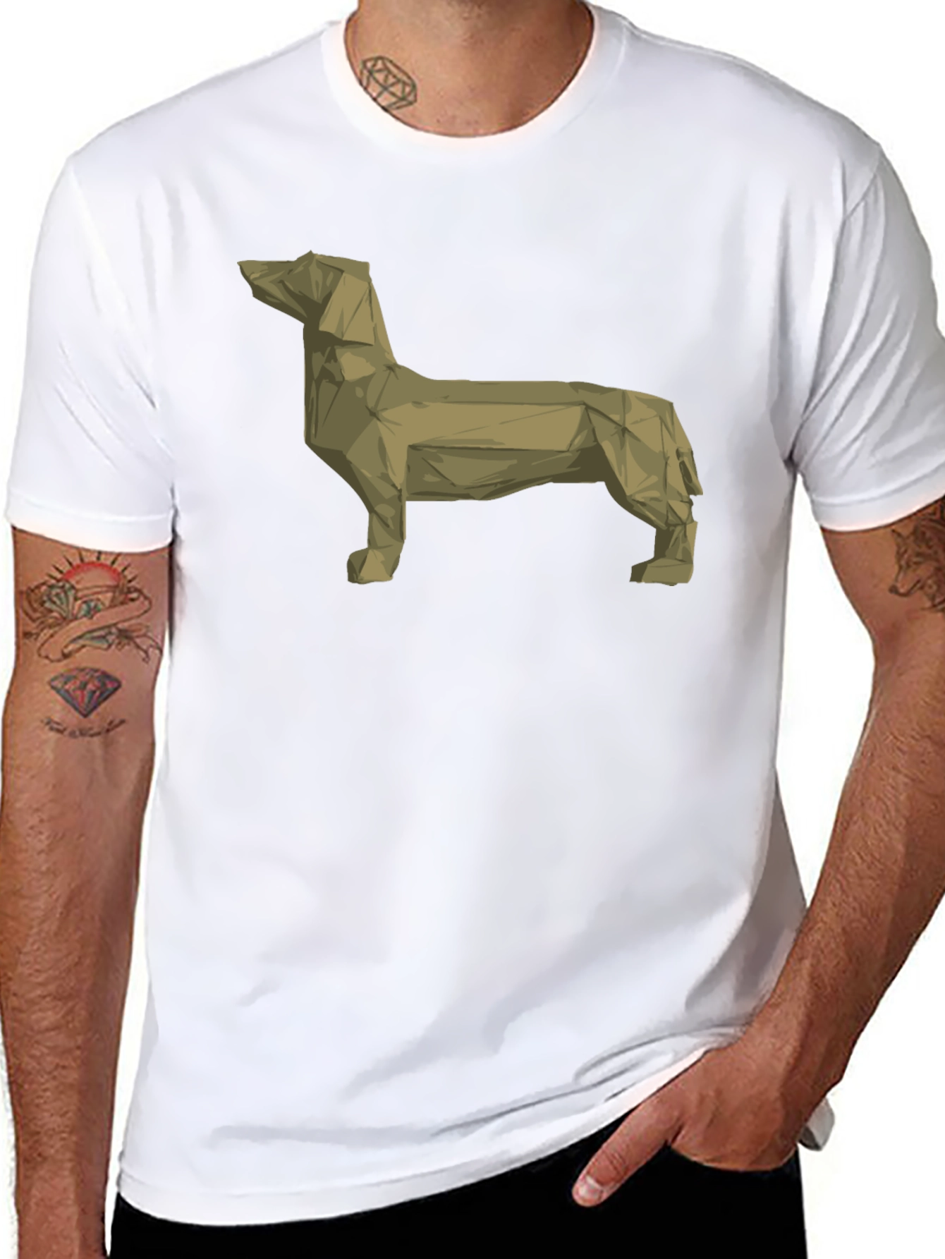 Geometric Dachshund Graphic Tee - Modern Dog Lovers T-Shirt