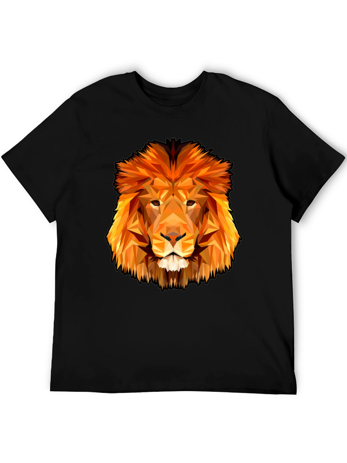Geometric Lion Graphic Tee - Black