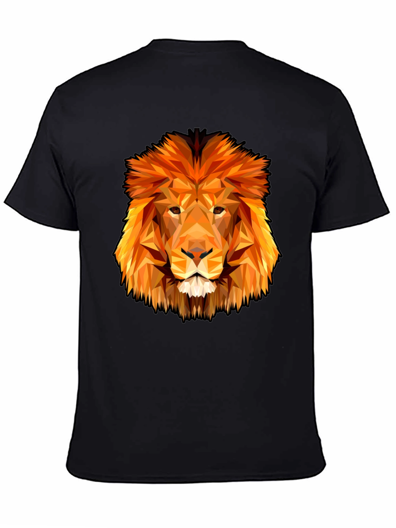 Geometric Lion Graphic Tee - Black