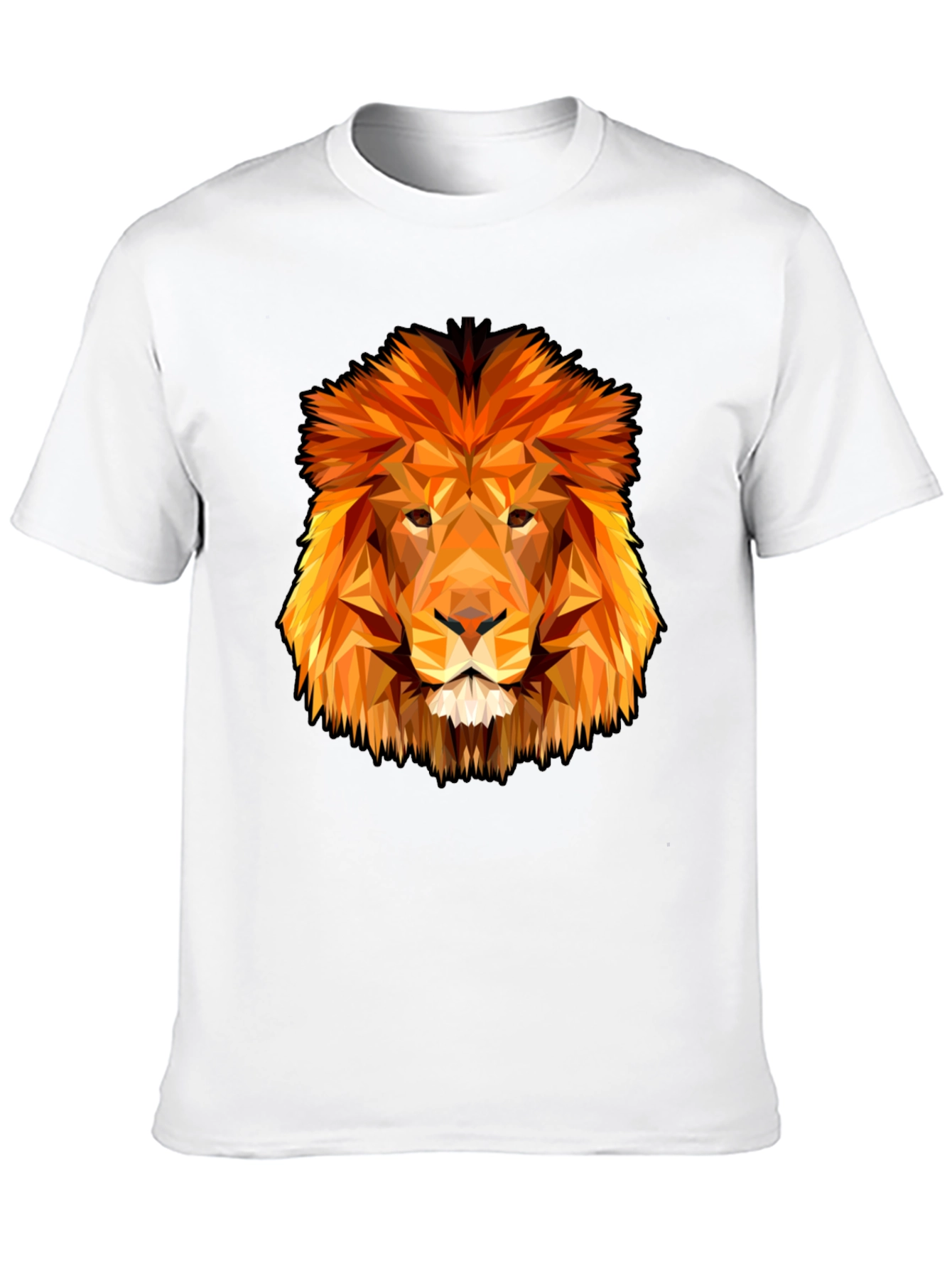 Geometric Lion Graphic Tee - Black