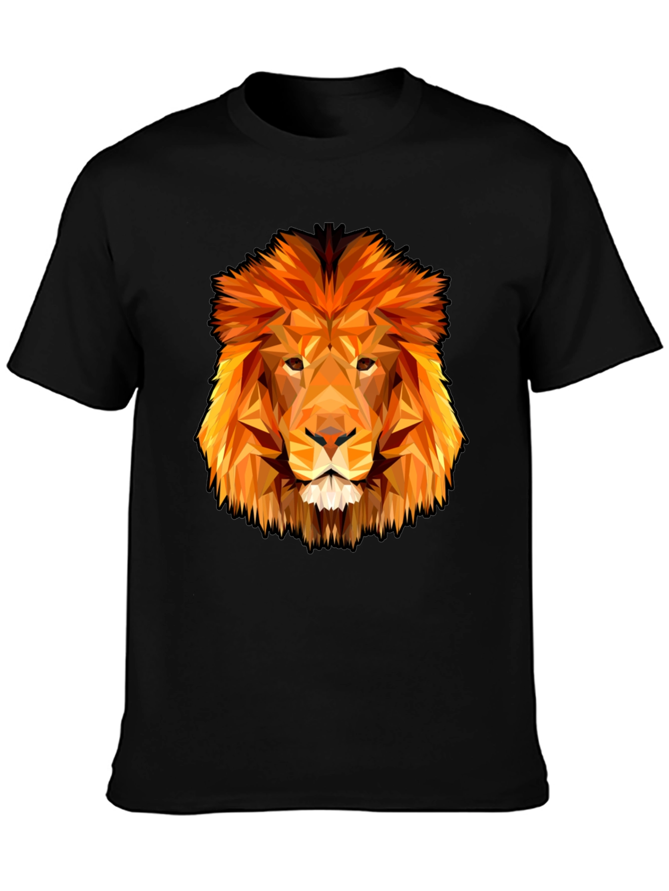 Geometric Lion Graphic Tee - Black