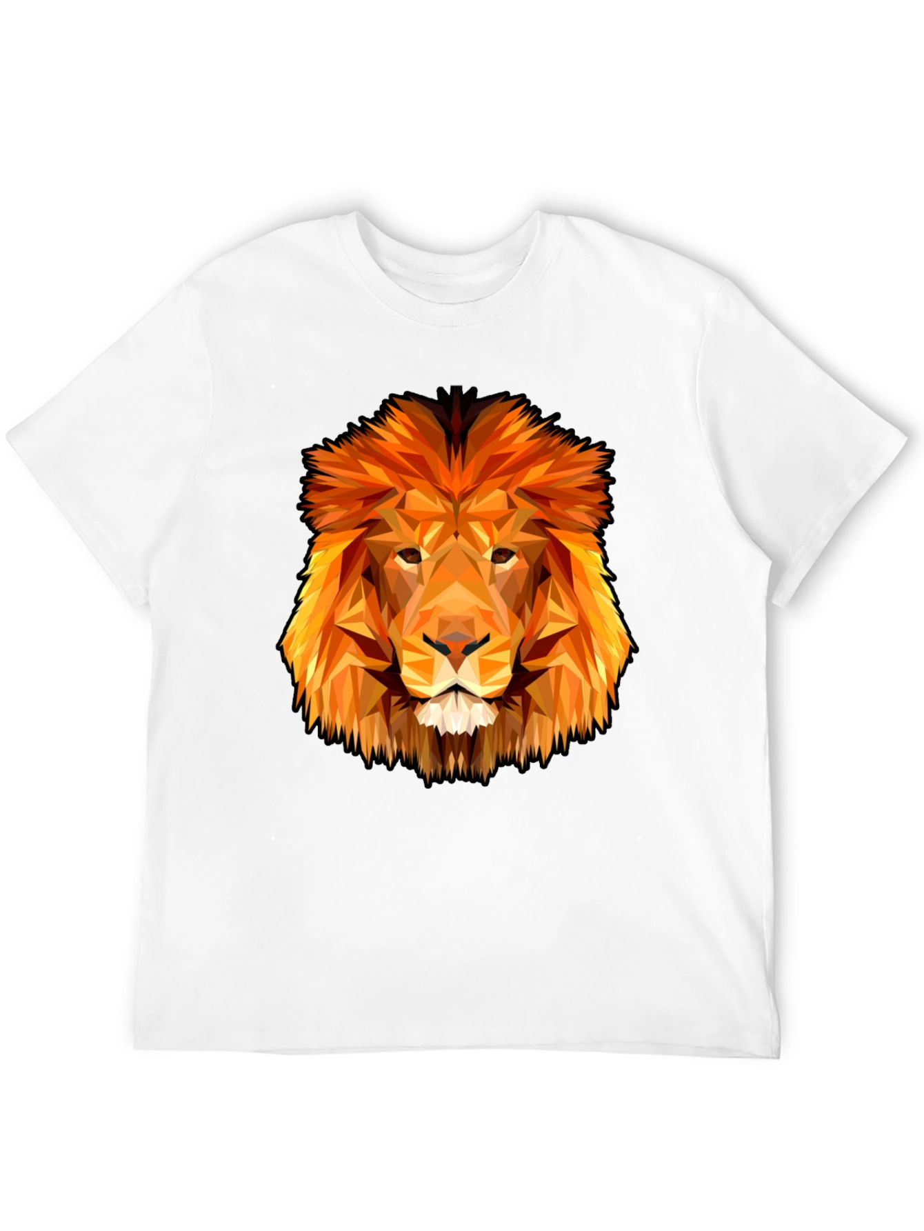Geometric Lion Graphic Tee - Black