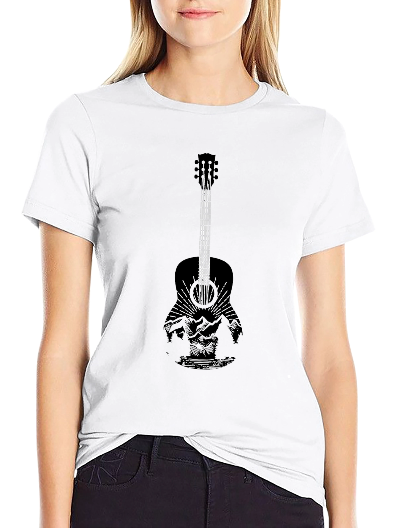 Guitar Landscape Graphic Tee - Black