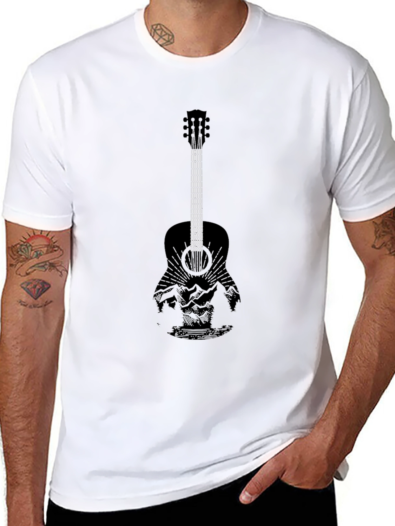 Guitar Landscape Graphic Tee - Black