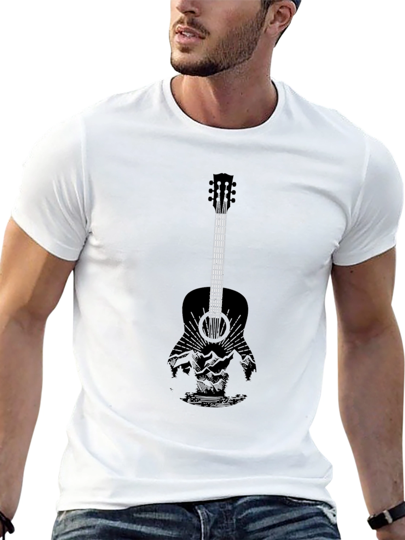 Guitar Landscape Graphic Tee - Black