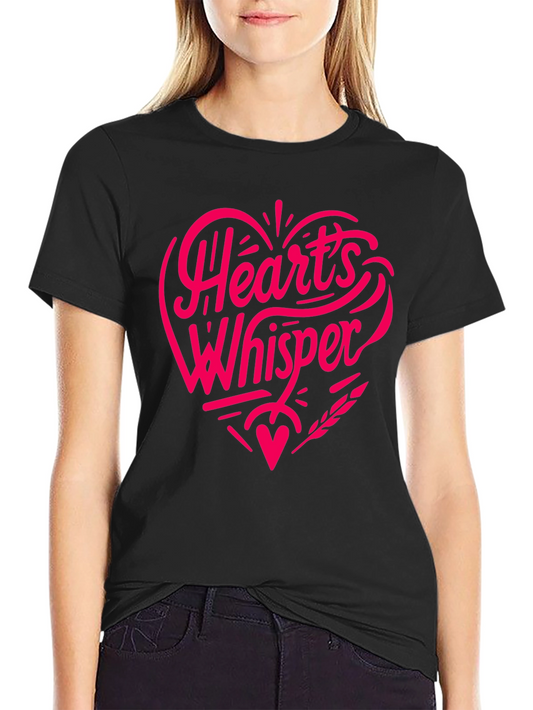 Hearts Whisper Black T-Shirt - Romantic Graphic Tee