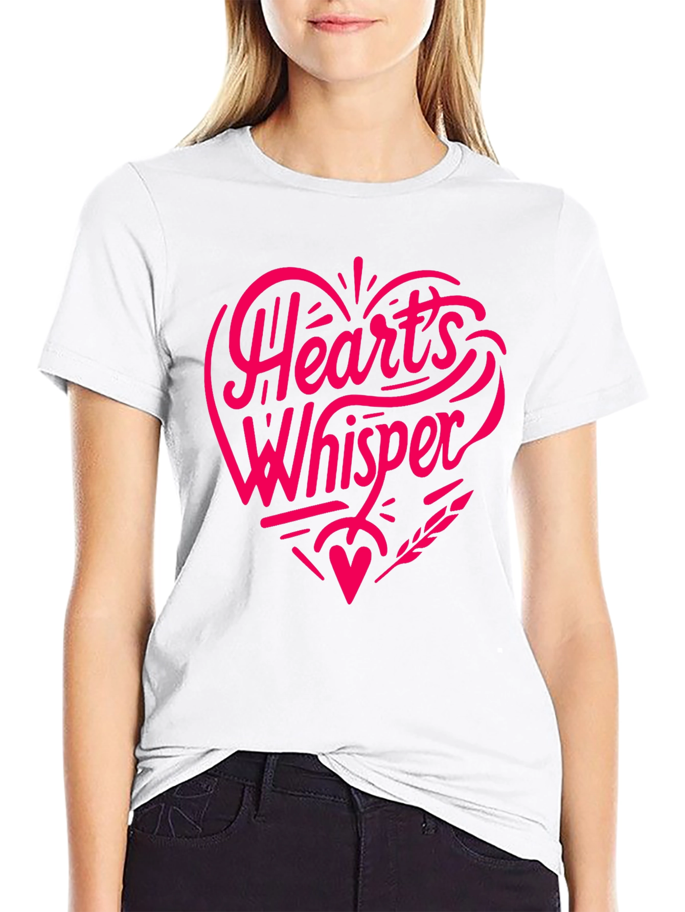 Hearts Whisper Black T-Shirt - Romantic Graphic Tee