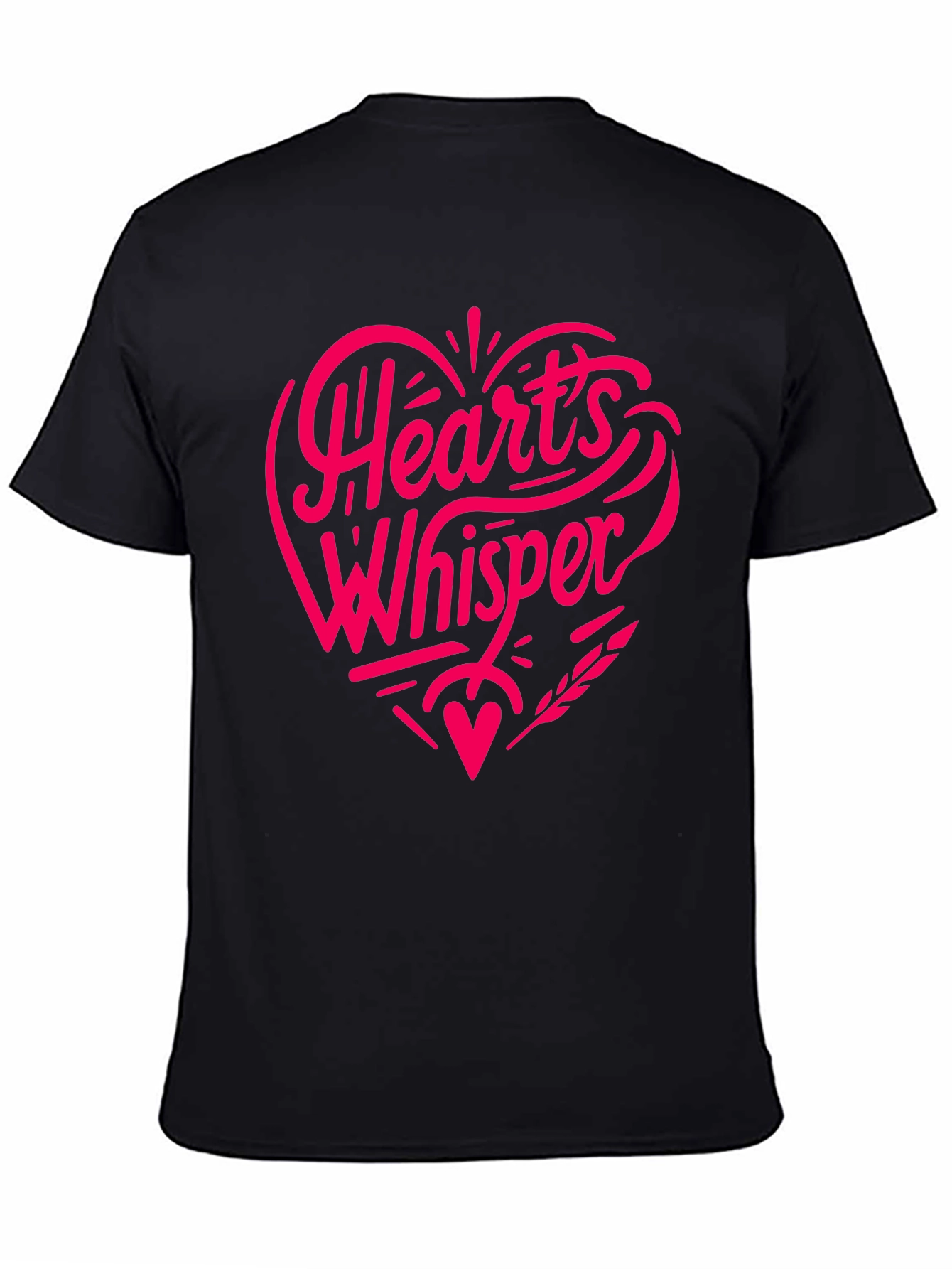 Hearts Whisper Black T-Shirt - Romantic Graphic Tee