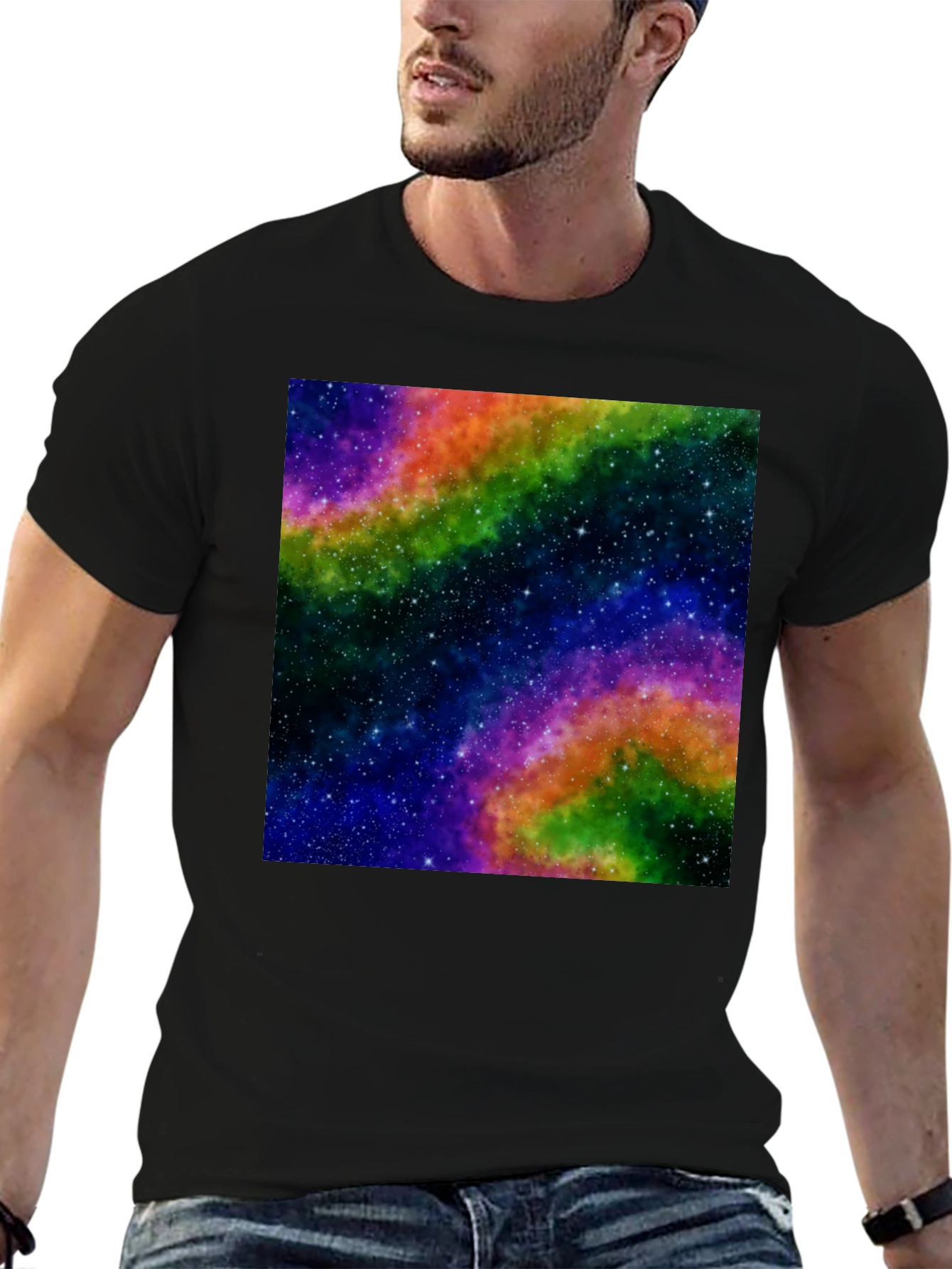 Galaxy Print Black T-Shirt