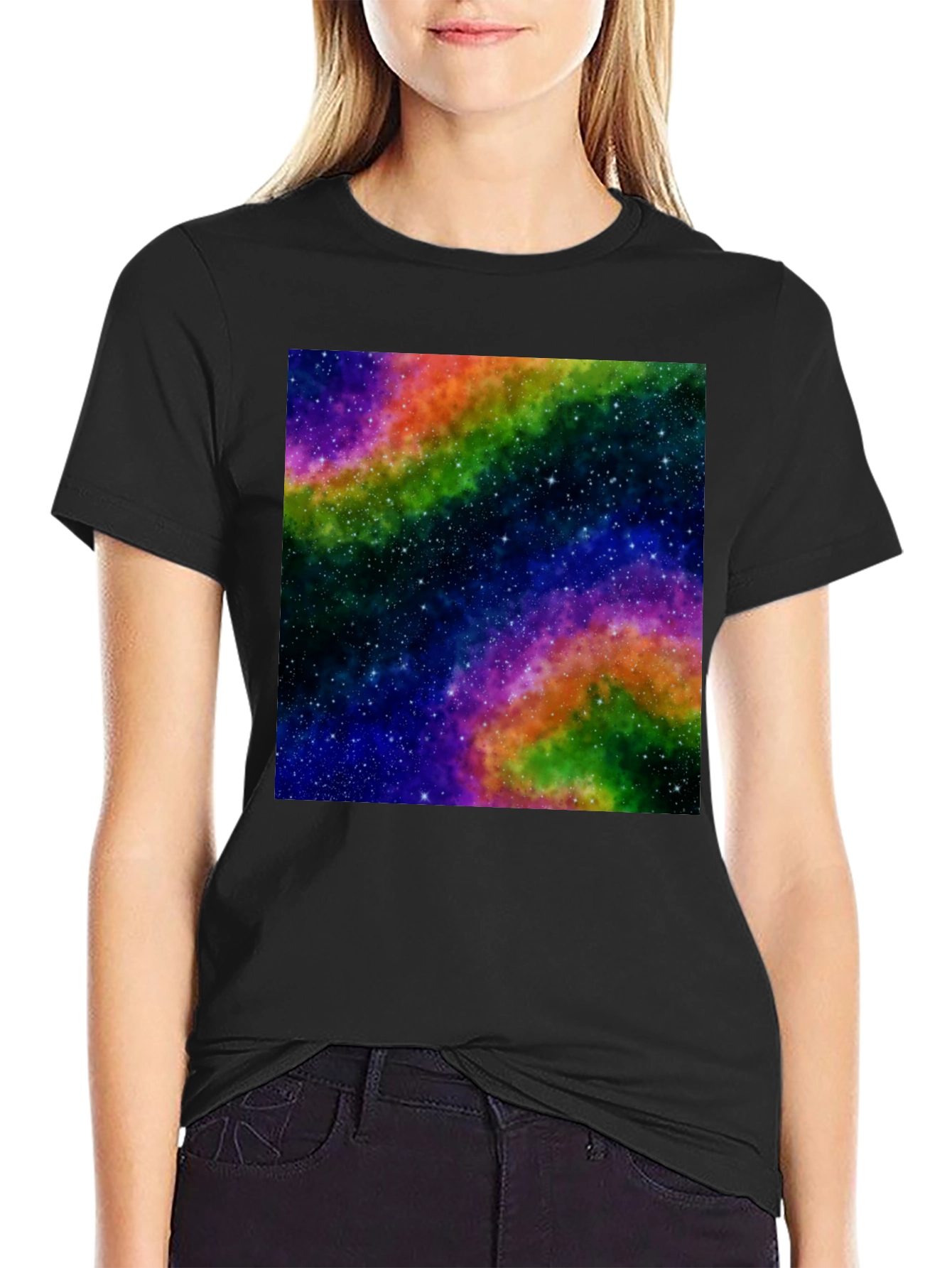 Galaxy Print Black T-Shirt