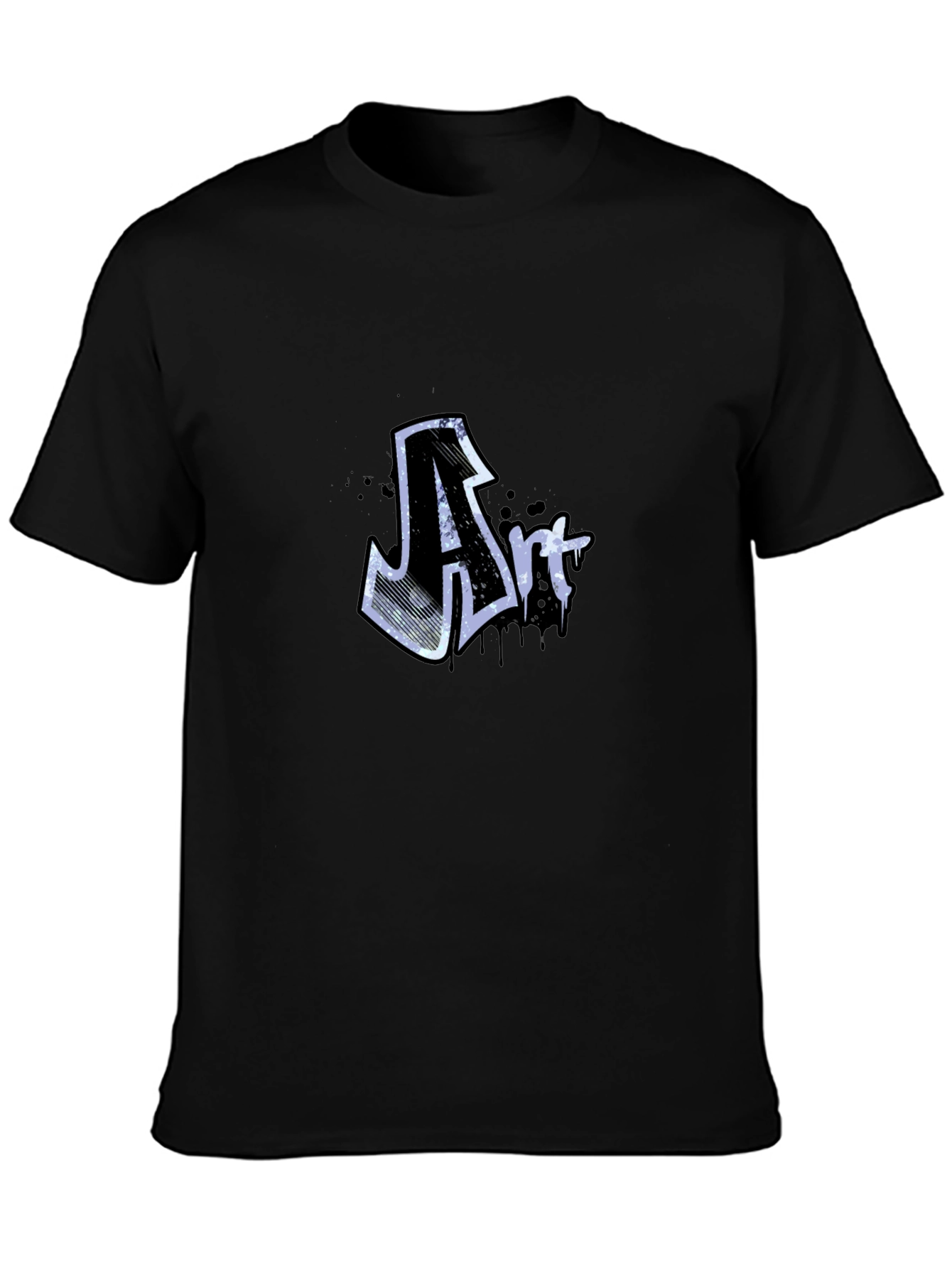Art Graffiti Graphic Tee - Black Crew Neck T-Shirt