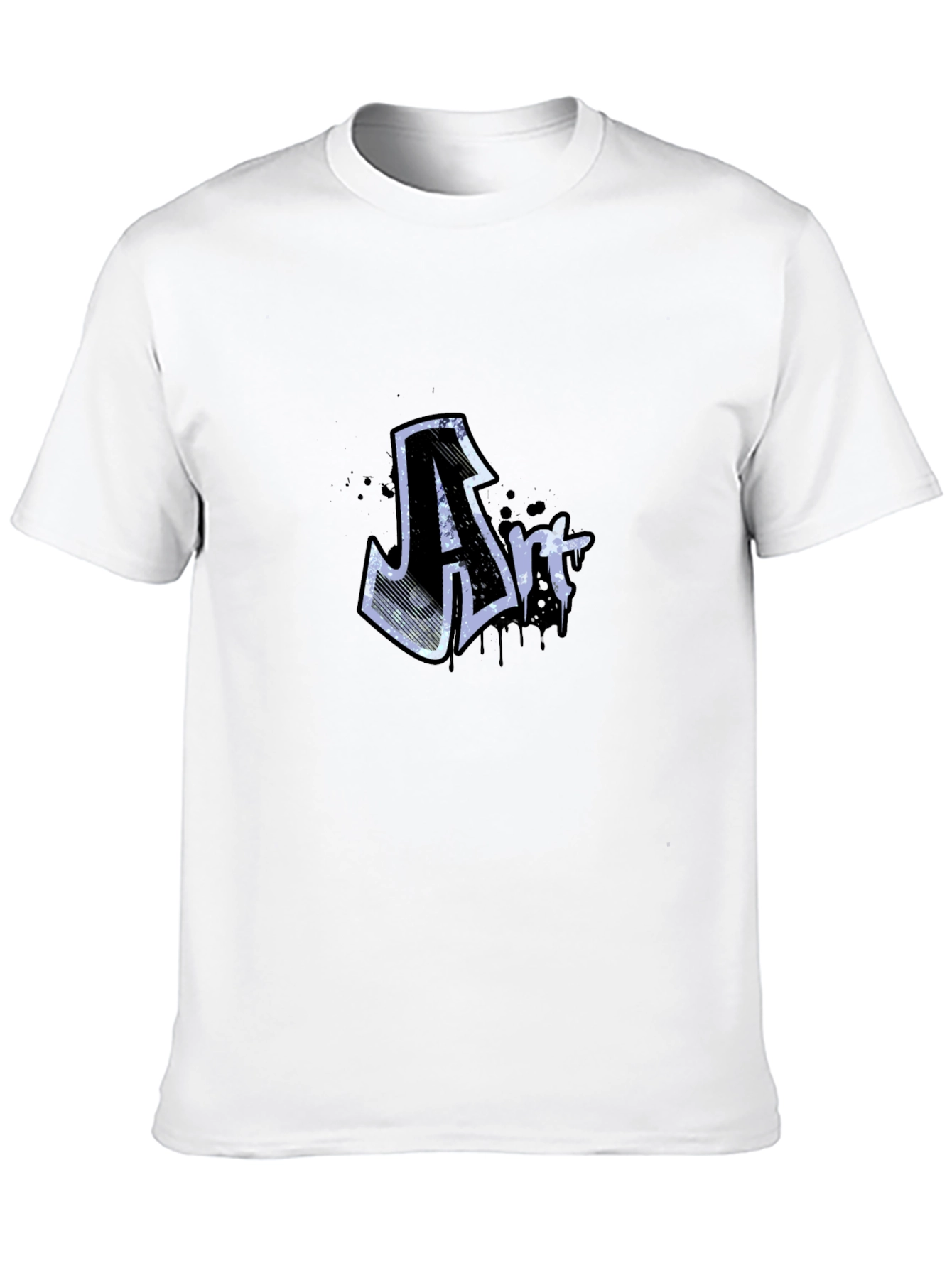 Art Graffiti Graphic Tee - Black Crew Neck T-Shirt