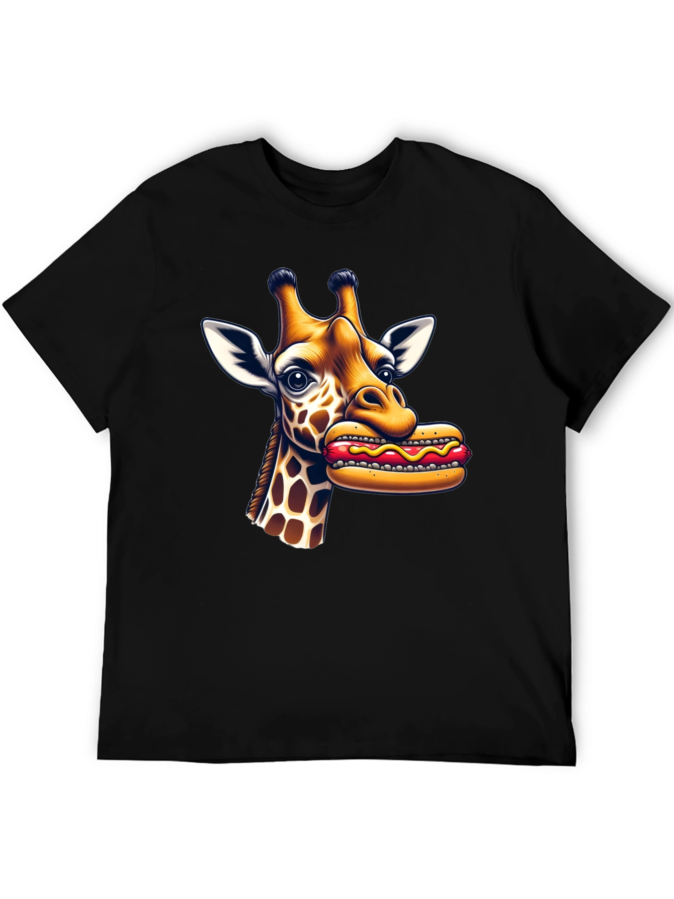 Giraffe Hotdog Graphic Tee - Funny Novelty Shirt
