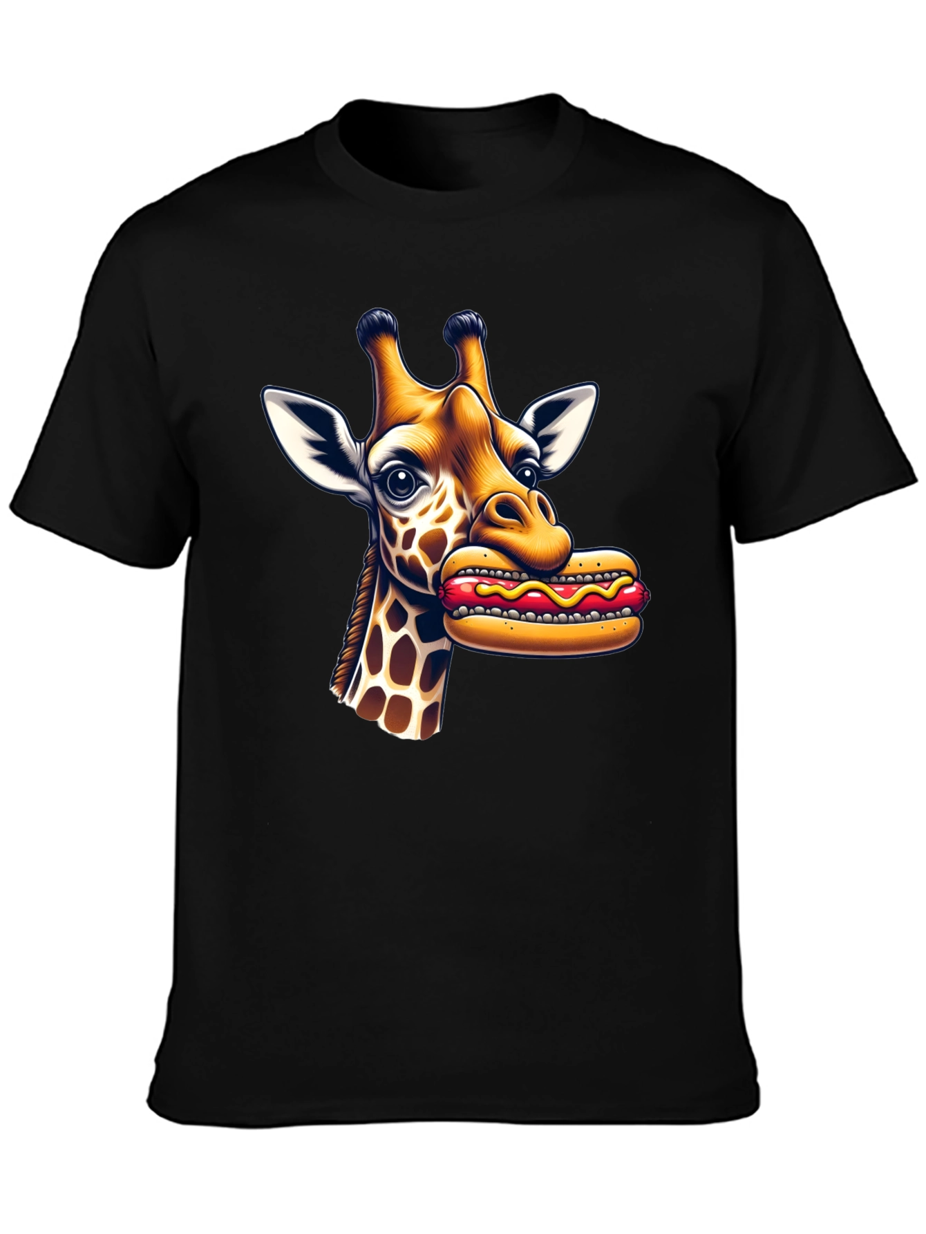 Giraffe Hotdog Graphic Tee - Funny Novelty Shirt