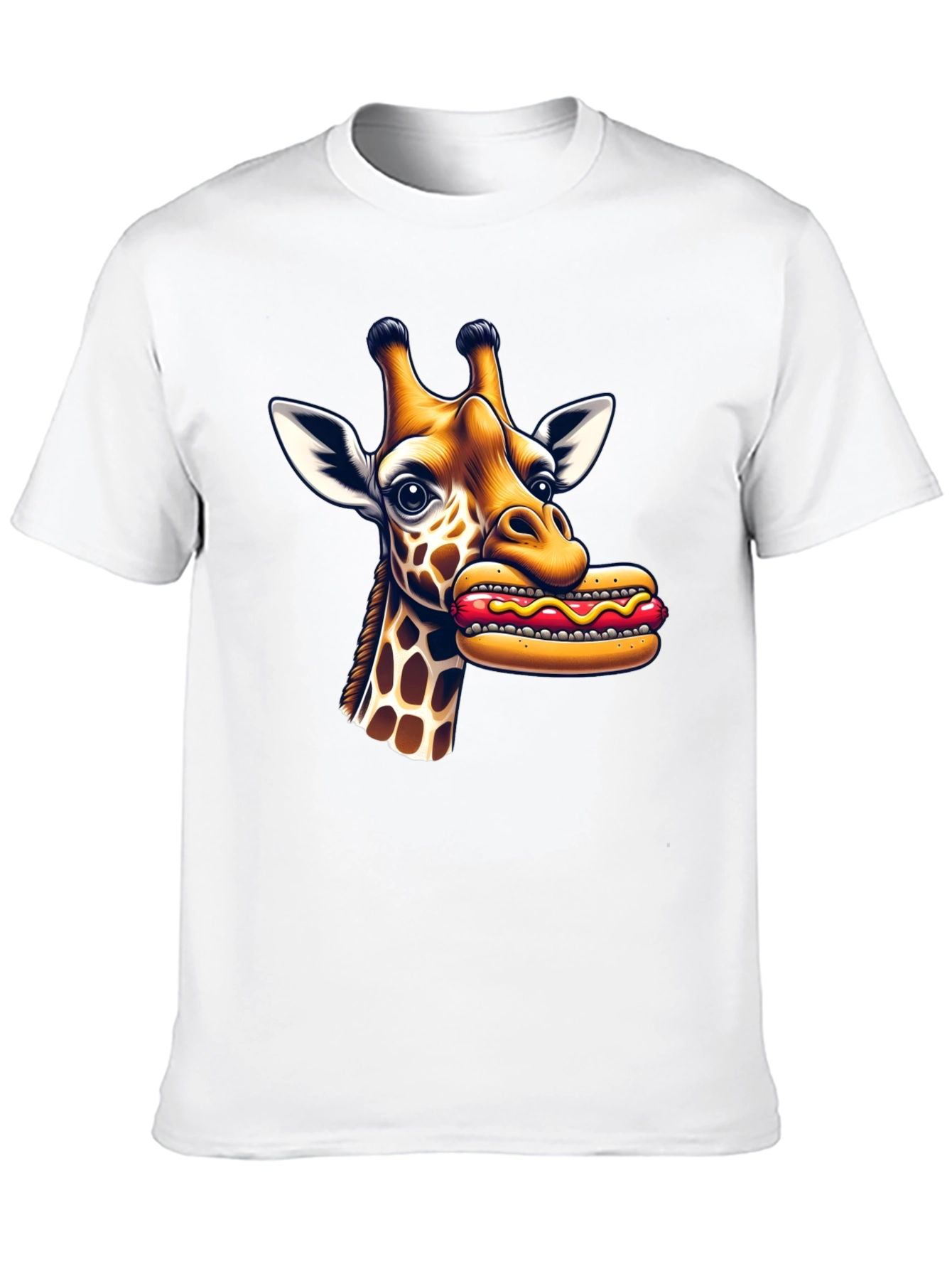 Giraffe Hotdog Graphic Tee - Funny Novelty Shirt