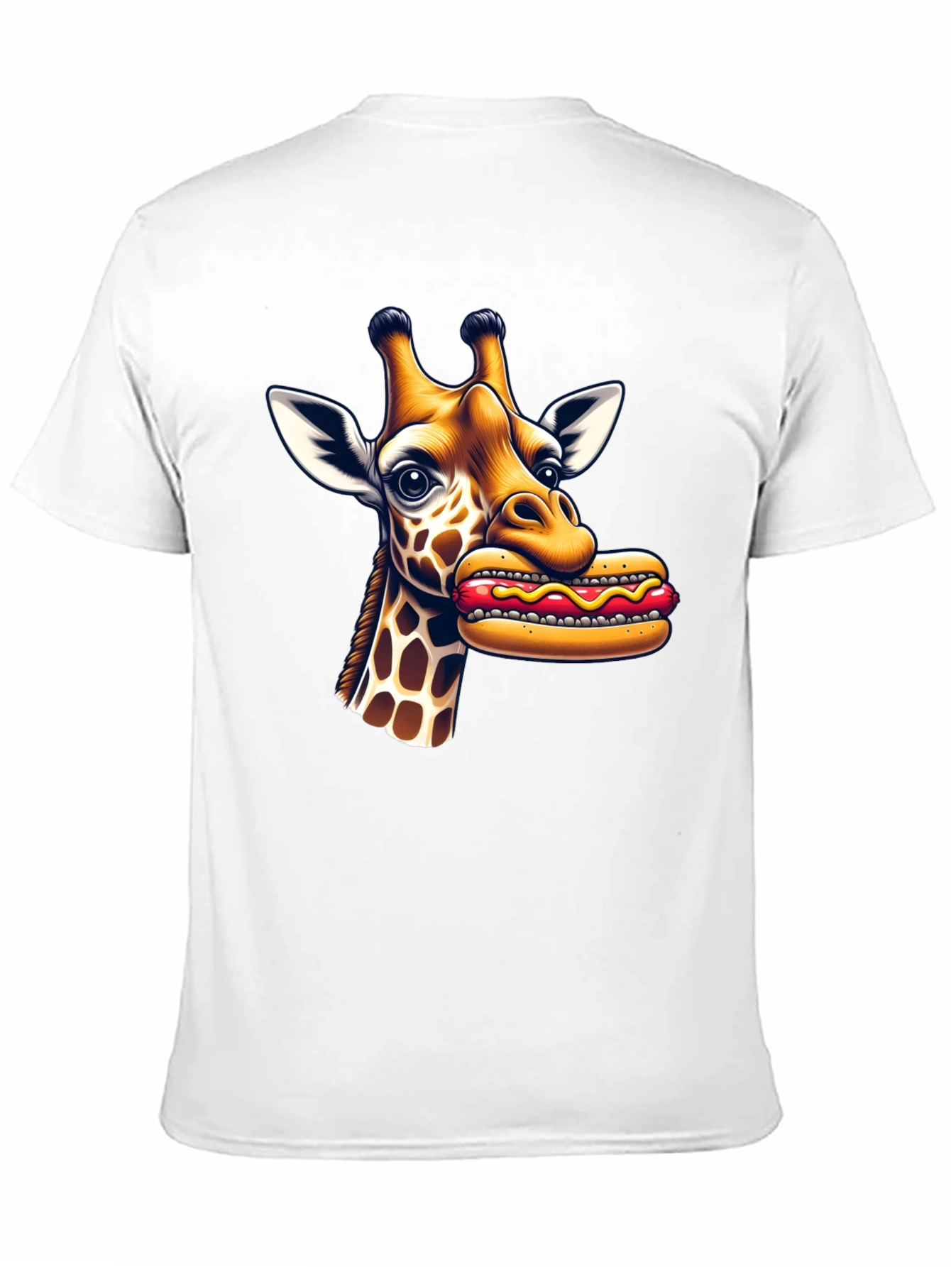 Giraffe Hotdog Graphic Tee - Funny Novelty Shirt