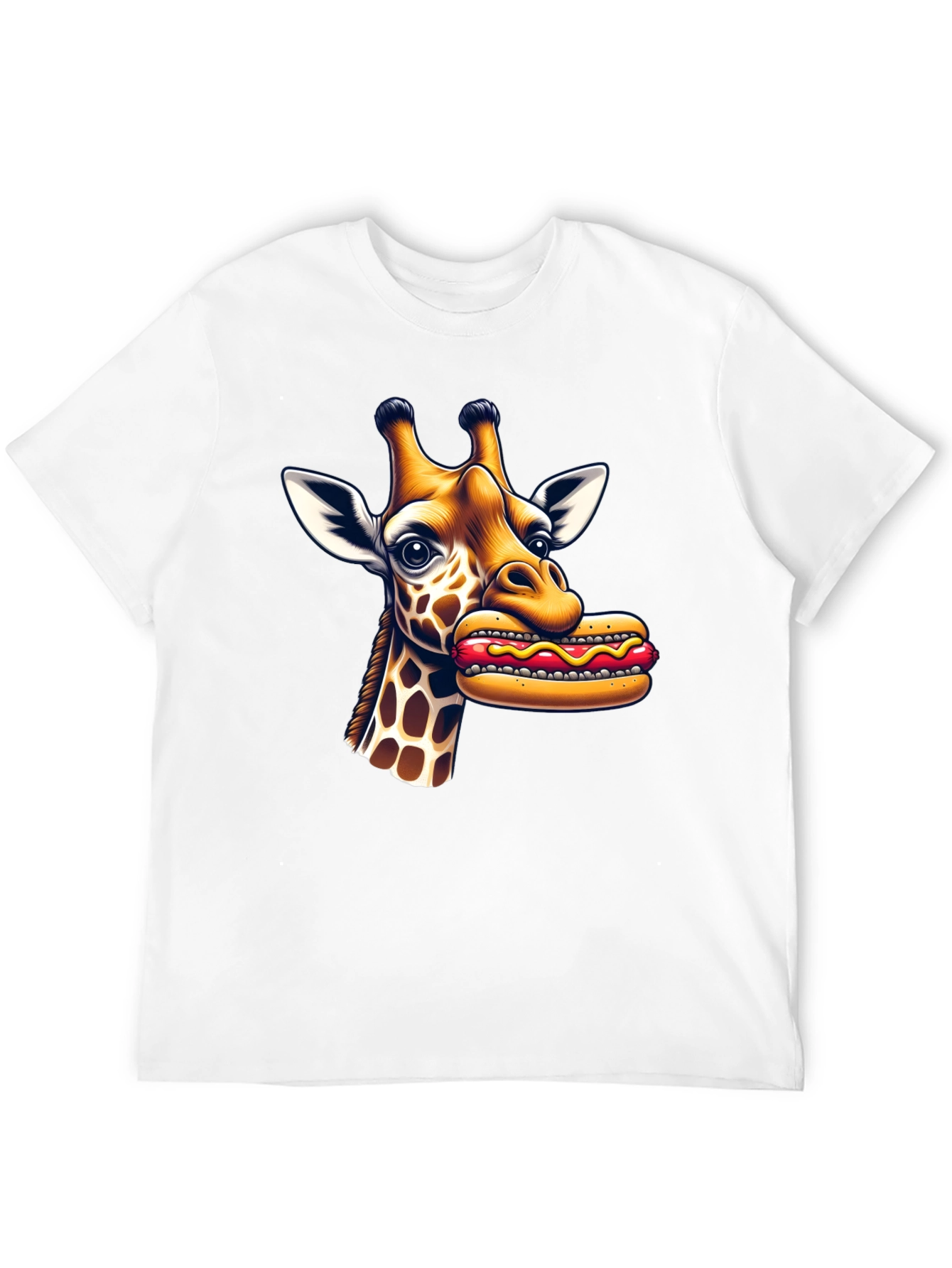 Giraffe Hotdog Graphic Tee - Funny Novelty Shirt