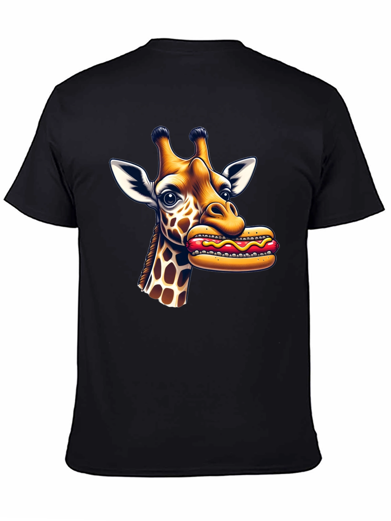 Giraffe Hotdog Graphic Tee - Funny Novelty Shirt