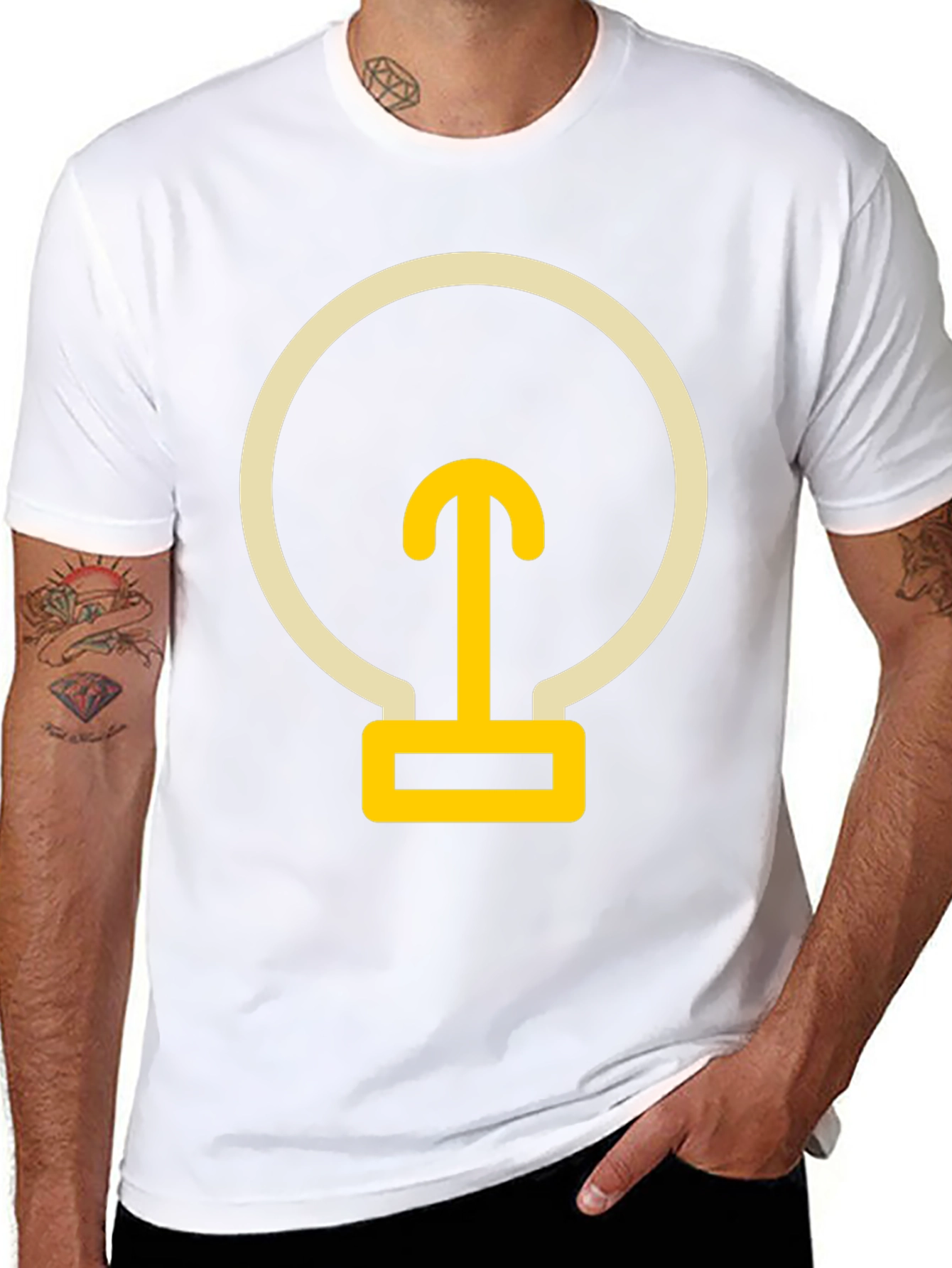 Abstract Lightbulb Design Black T-Shirt