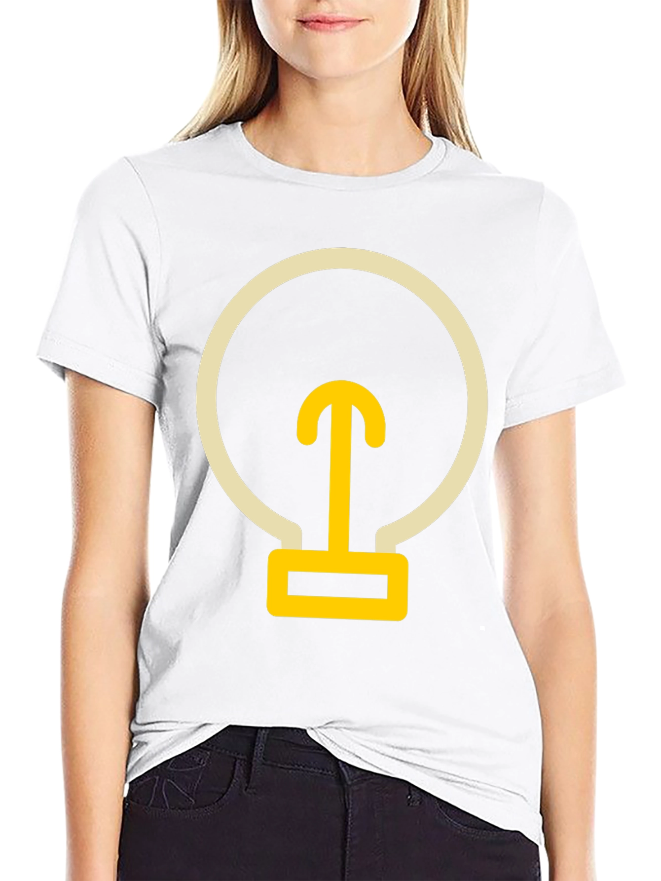 Abstract Lightbulb Design Black T-Shirt