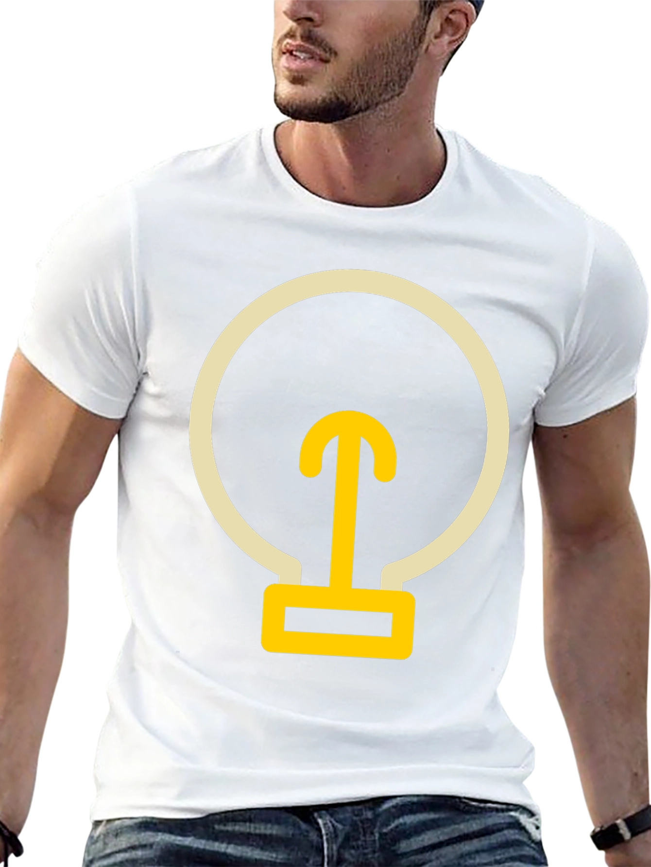 Abstract Lightbulb Design Black T-Shirt