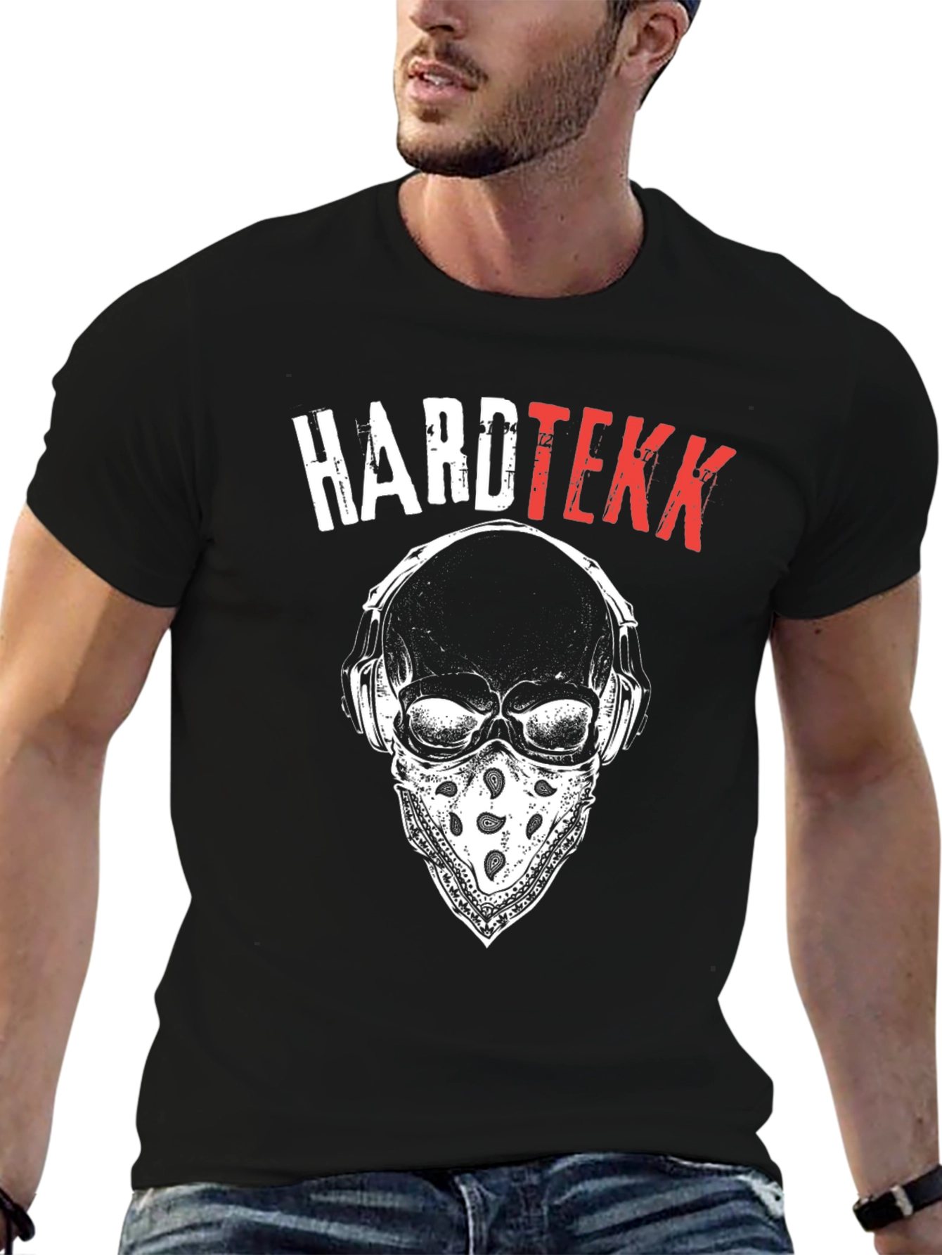 Hardtekk Skull Graphic T-Shirt - Black Cotton Tee