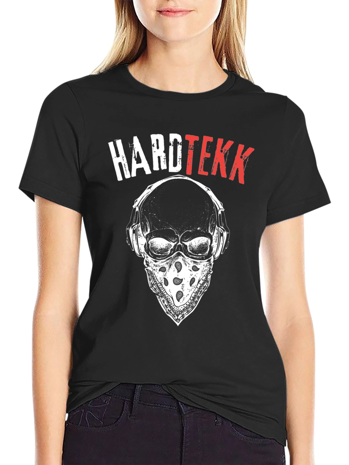 Hardtekk Skull Graphic T-Shirt - Black Cotton Tee