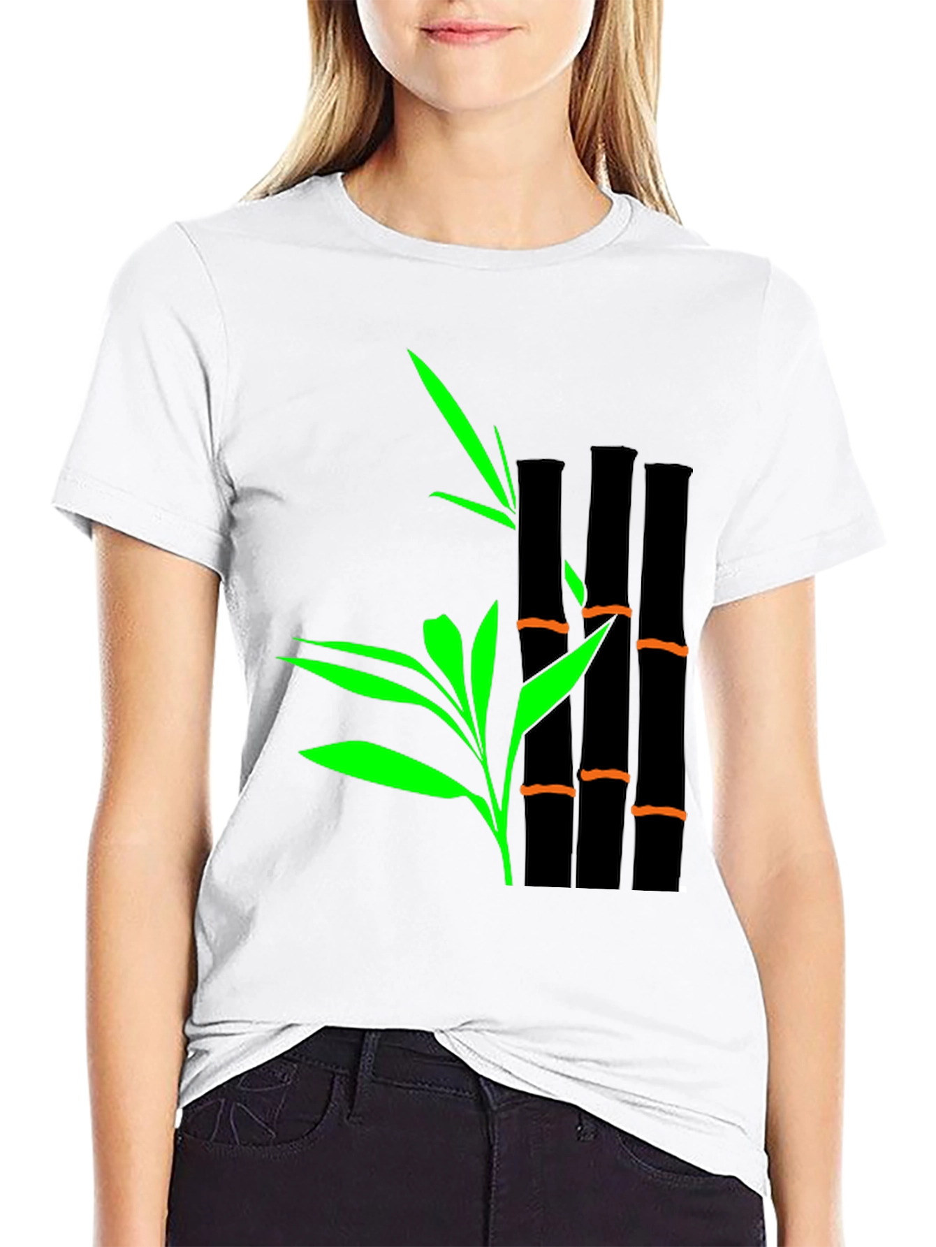 Bamboo Graphic Print T-Shirt - Stylish Casual Tee