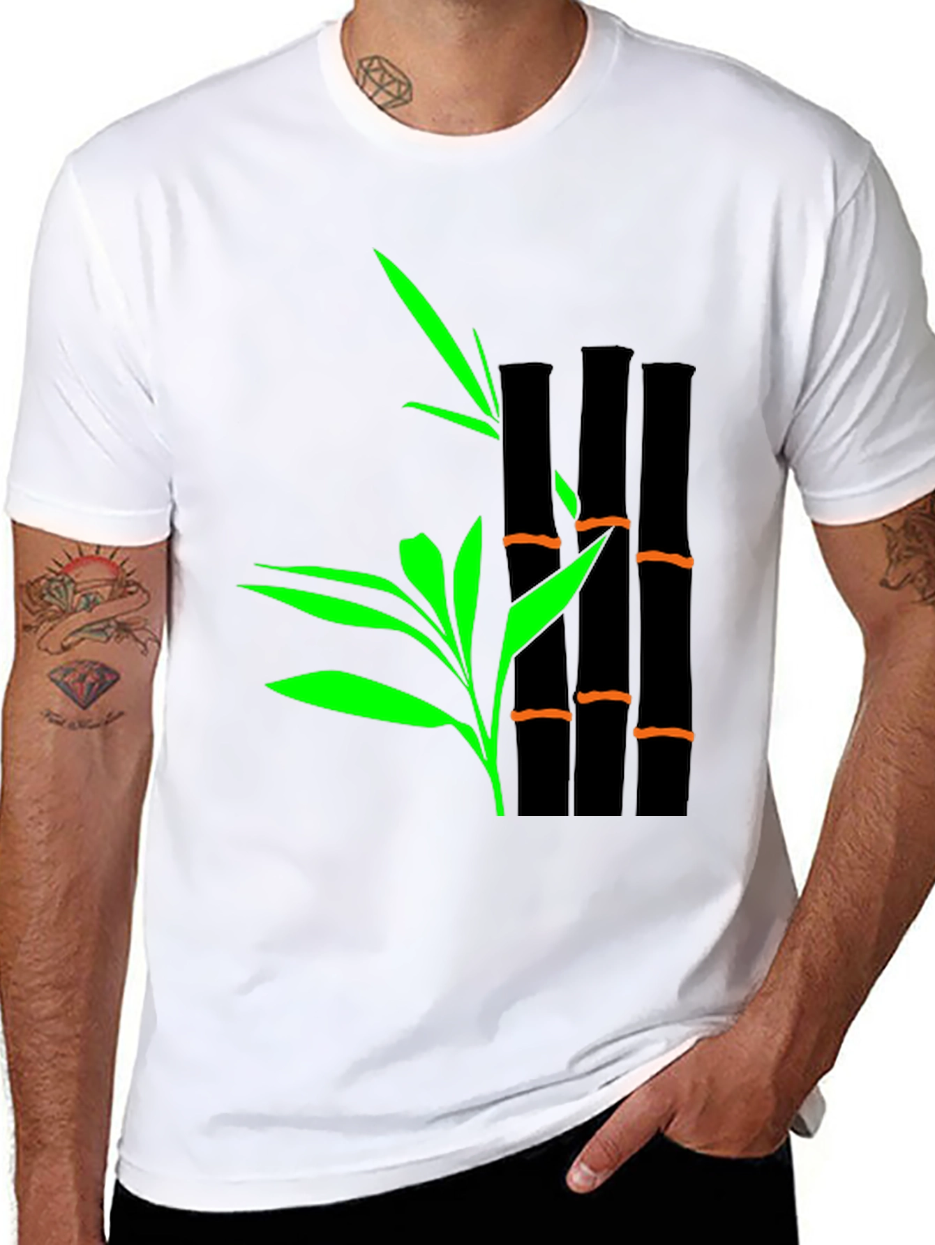 Bamboo Graphic Print T-Shirt - Stylish Casual Tee