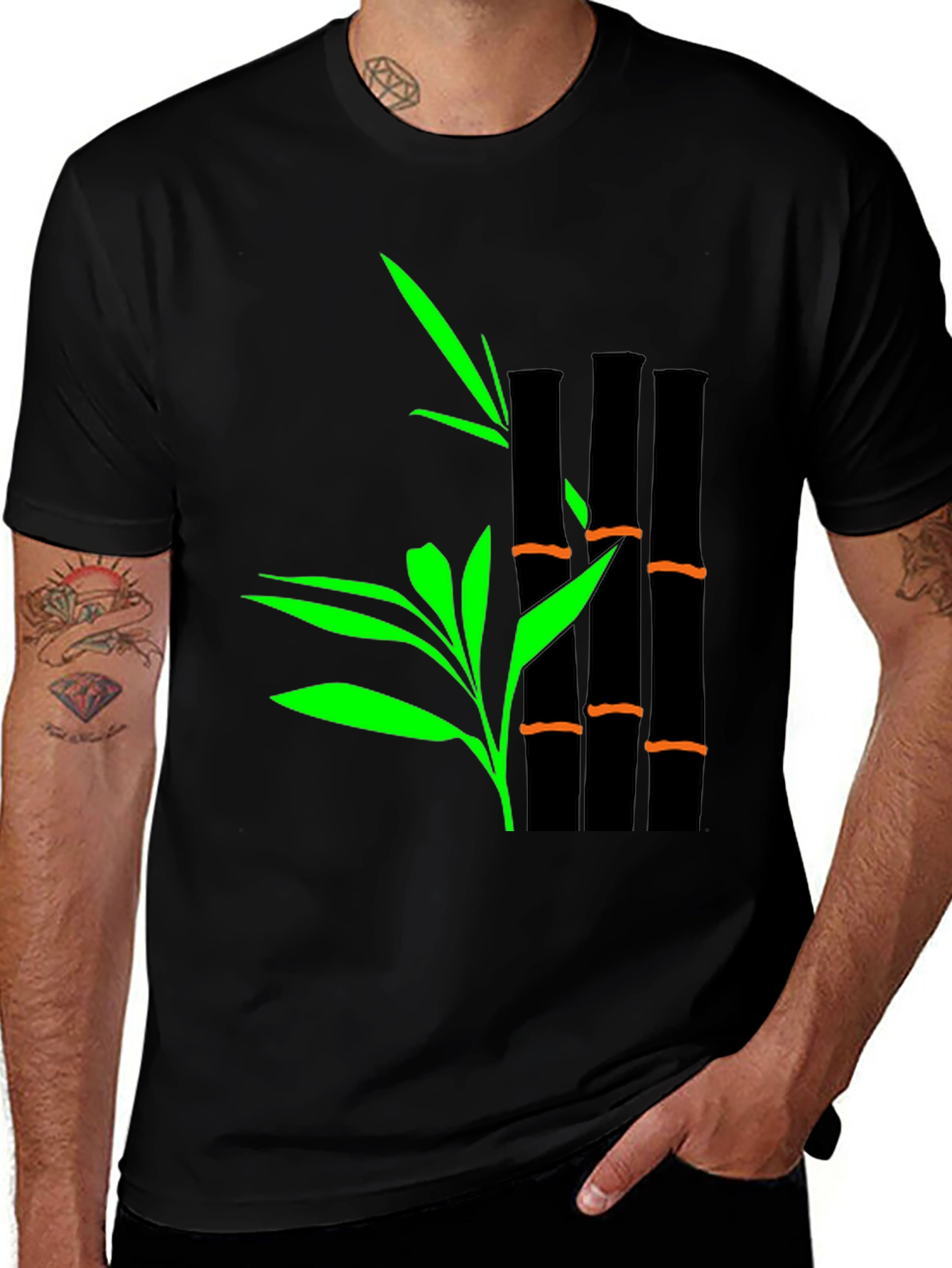 Bamboo Graphic Print T-Shirt - Stylish Casual Tee