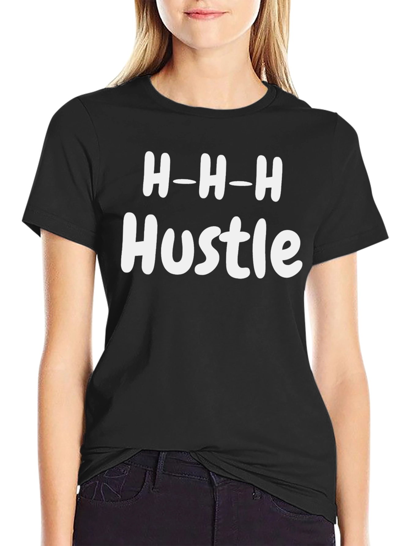 H-H-H Hustle Graphic Tee - Black Cotton T-Shirt