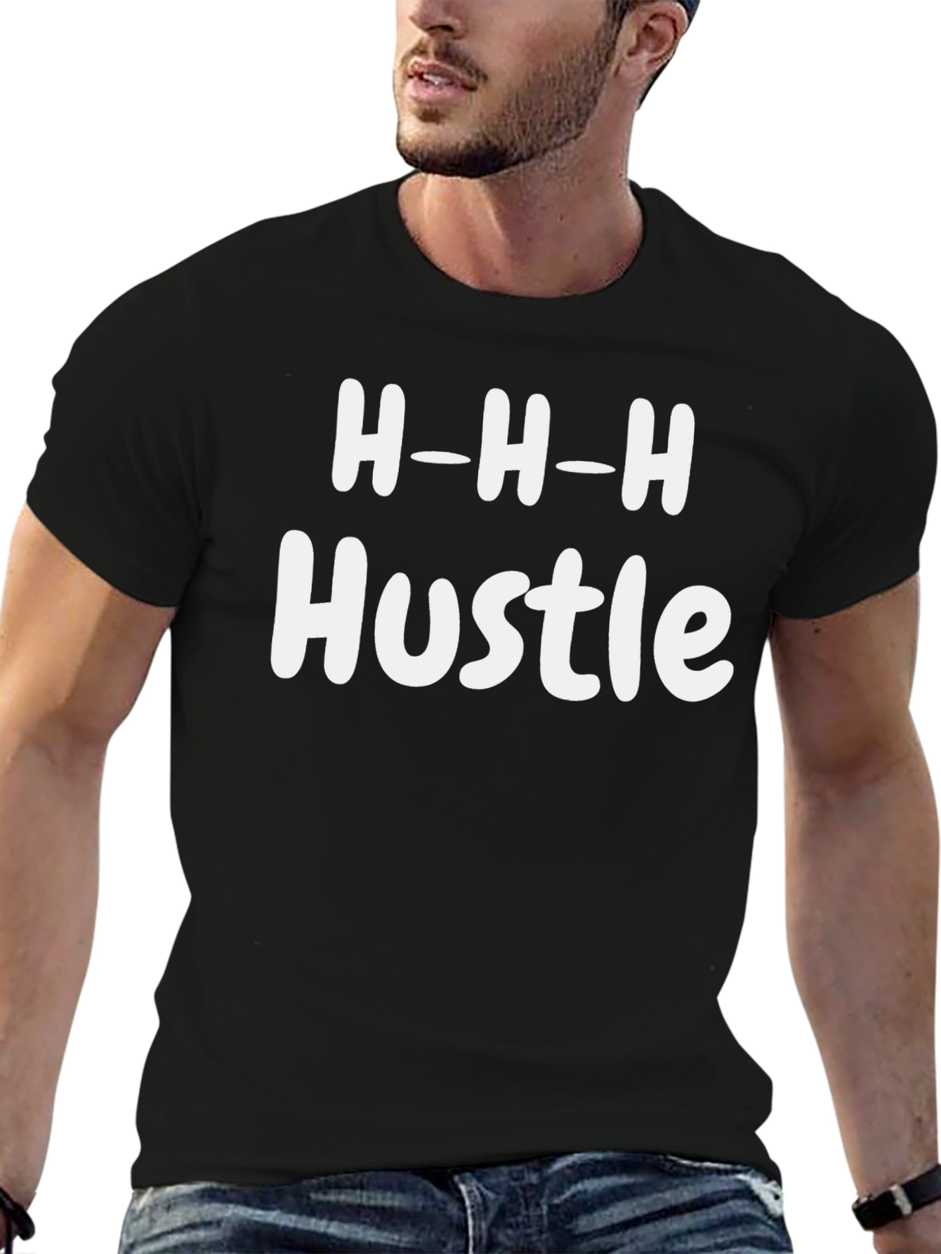 H-H-H Hustle Graphic Tee - Black Cotton T-Shirt