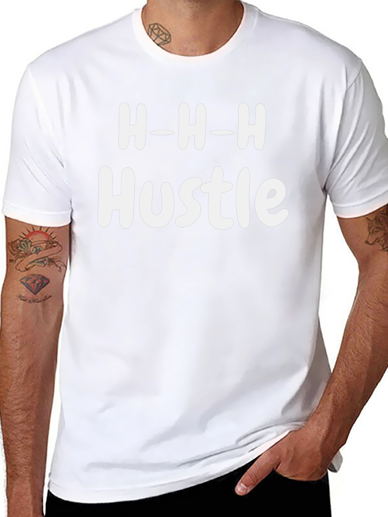 H-H-H Hustle Graphic Tee - Black Cotton T-Shirt
