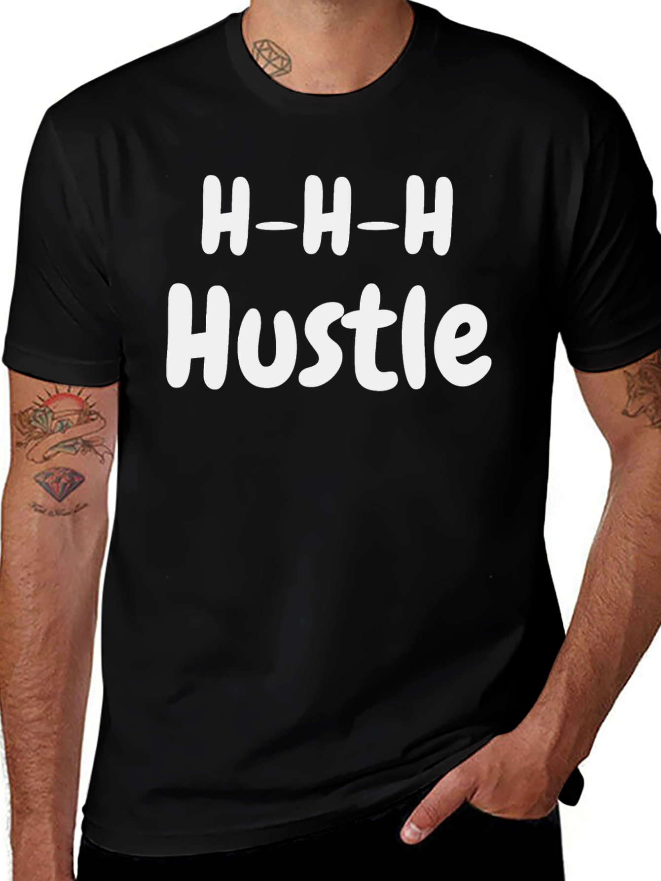 H-H-H Hustle Graphic Tee - Black Cotton T-Shirt