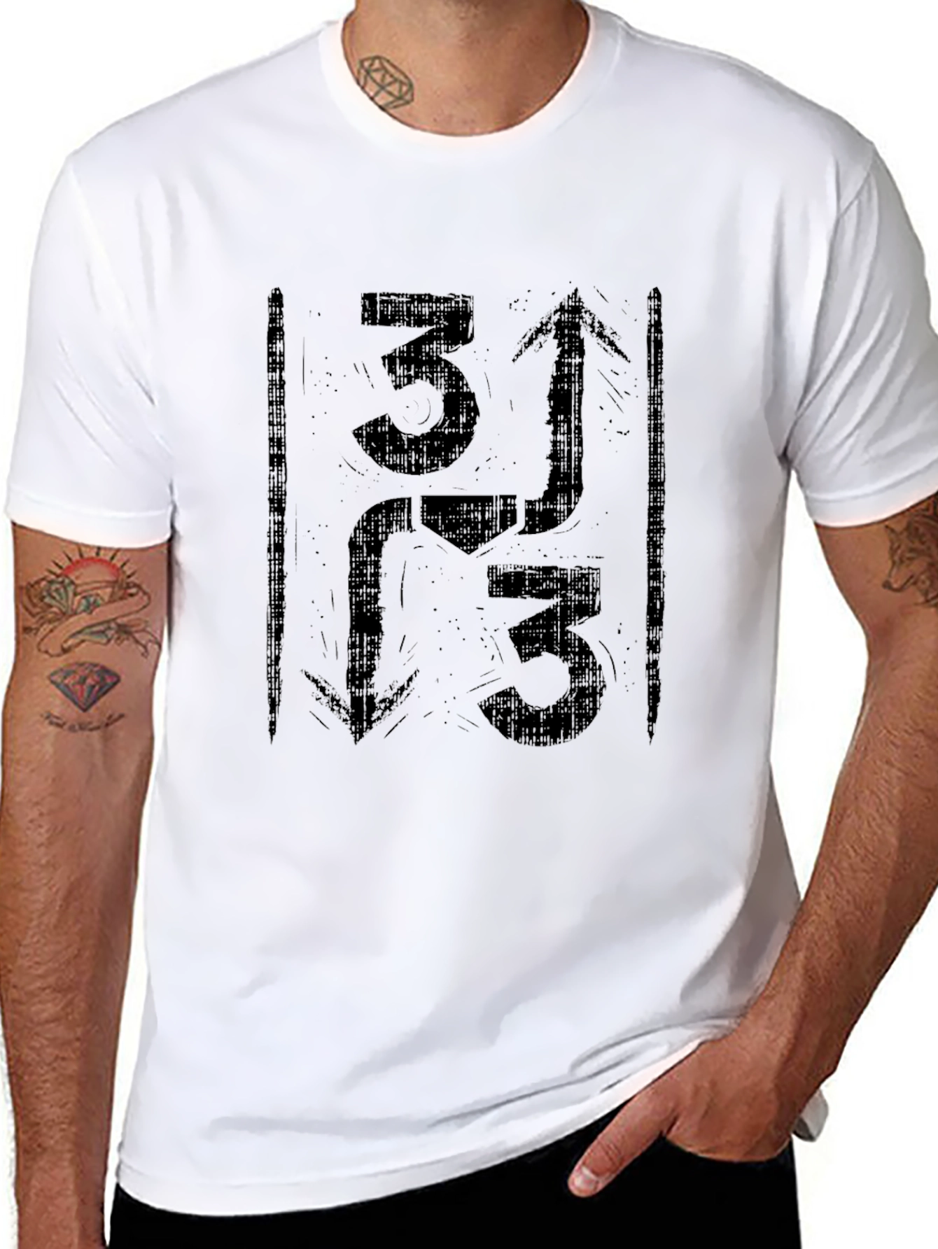 Graphic Tee: 3 Up 3 Down - Black T-Shirt