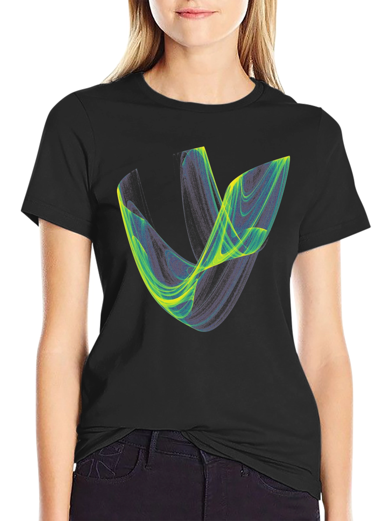 Abstract Graphic Tee - Black Cotton Blend